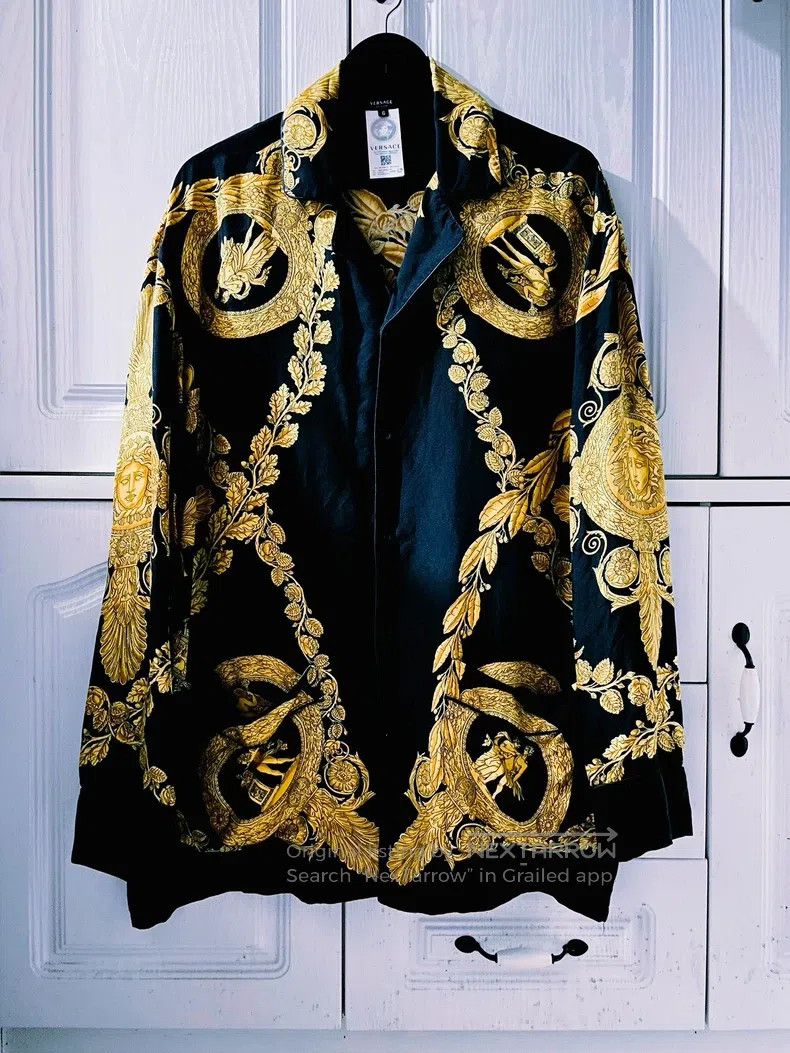 Versace Versace Silk shirt top black gold Size US XXL / EU 58 / 5 - 1 Thumbnail