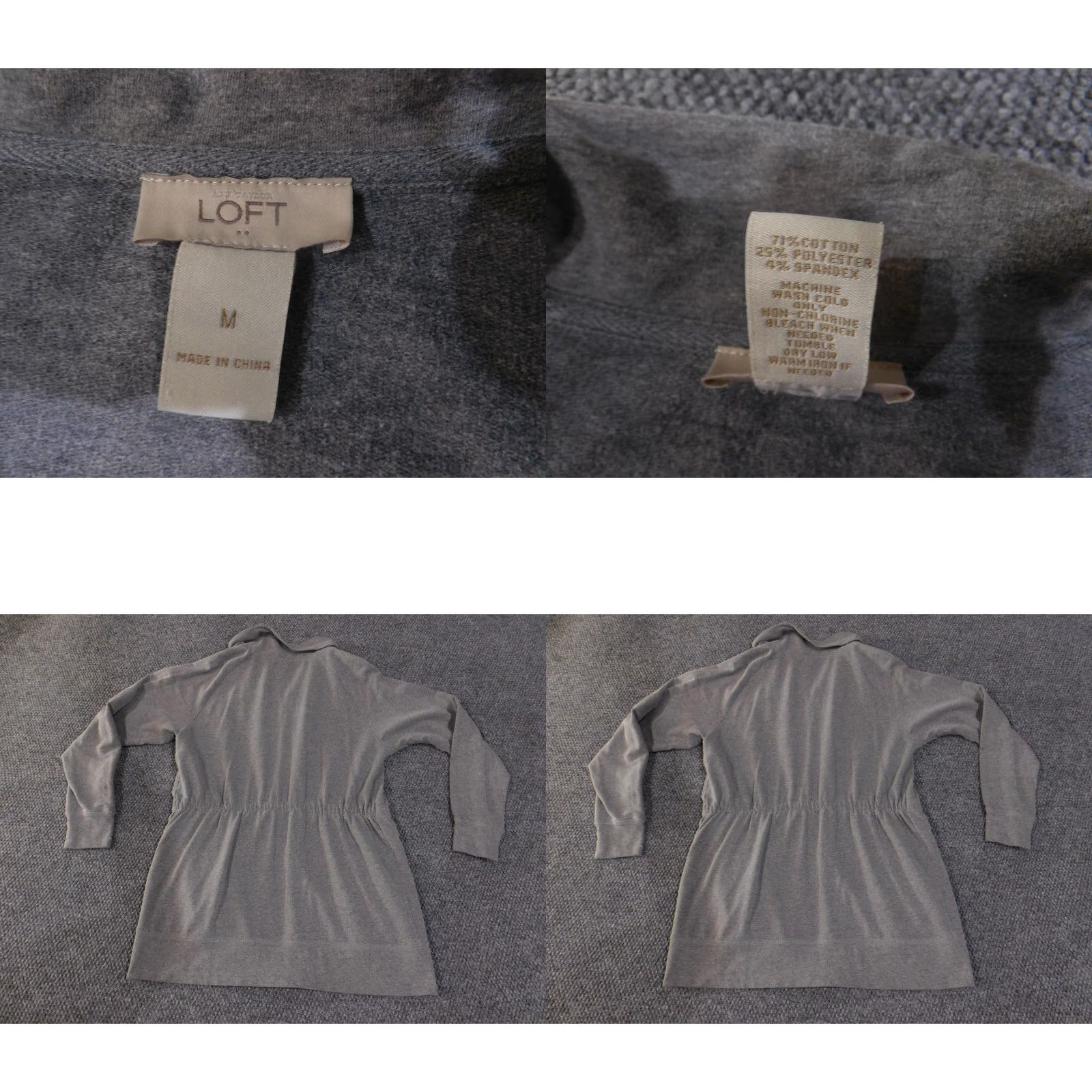 Loft LOFT Jacket Womens Medium Gray Zip Up Long Lightweight Pockets Casual Drawstring Size M / US 6-8 / IT 42-44 - 8 Thumbnail