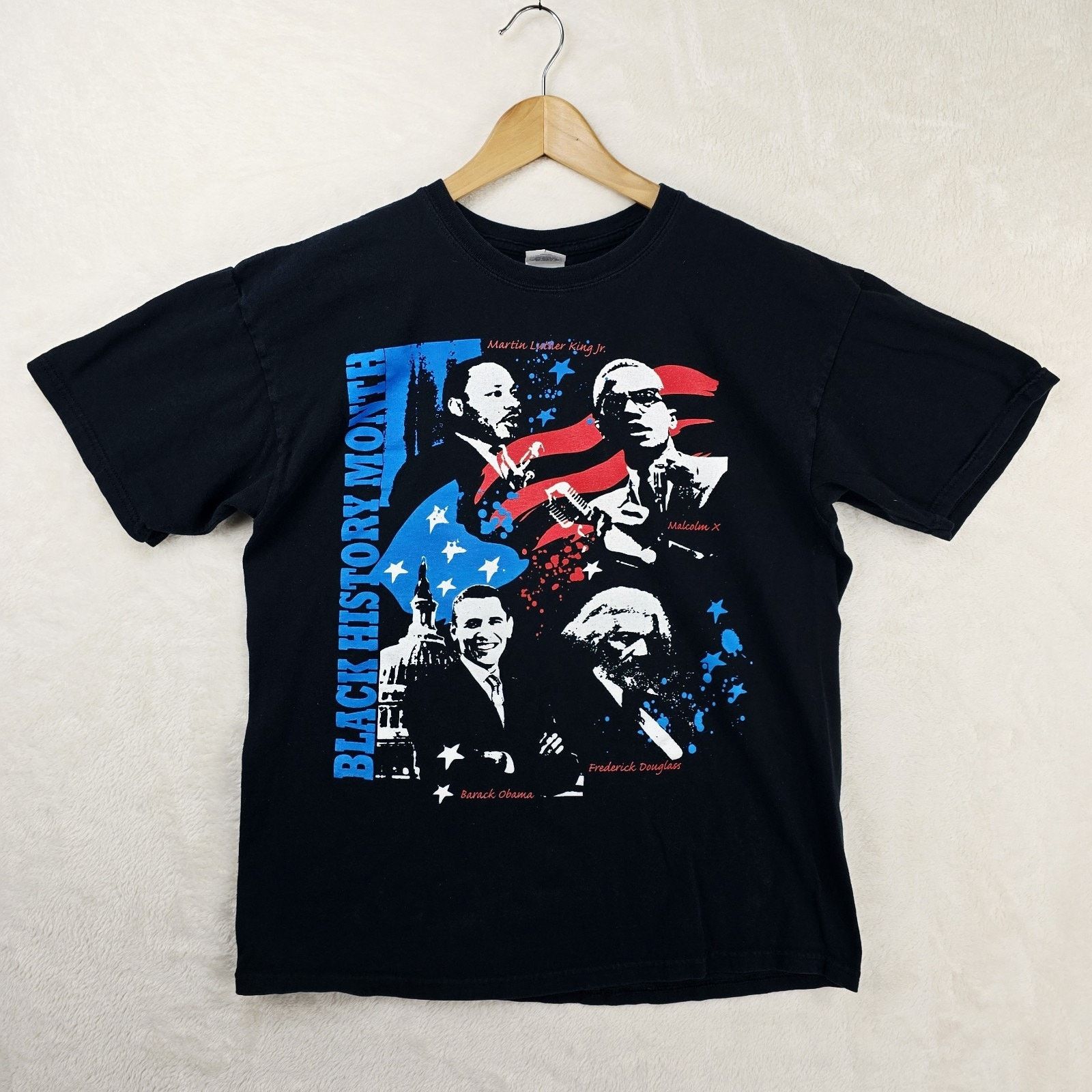 Gildan Black History Month Shirt L MLK Malcom X Obama Douglas Vtg Size US L / EU 52-54 / 3 - 2 Thumbnail