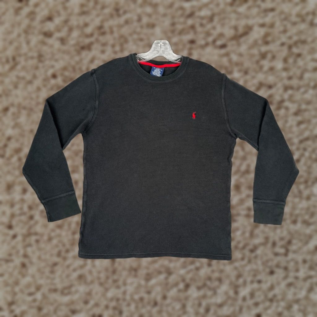 Polo Ralph Lauren Polo Ralph Lauren Shirt Women Large Black Waffle Knit Sleepwear Long Sleeve Size L / US 10 / IT 46 - 1 Thumbnail
