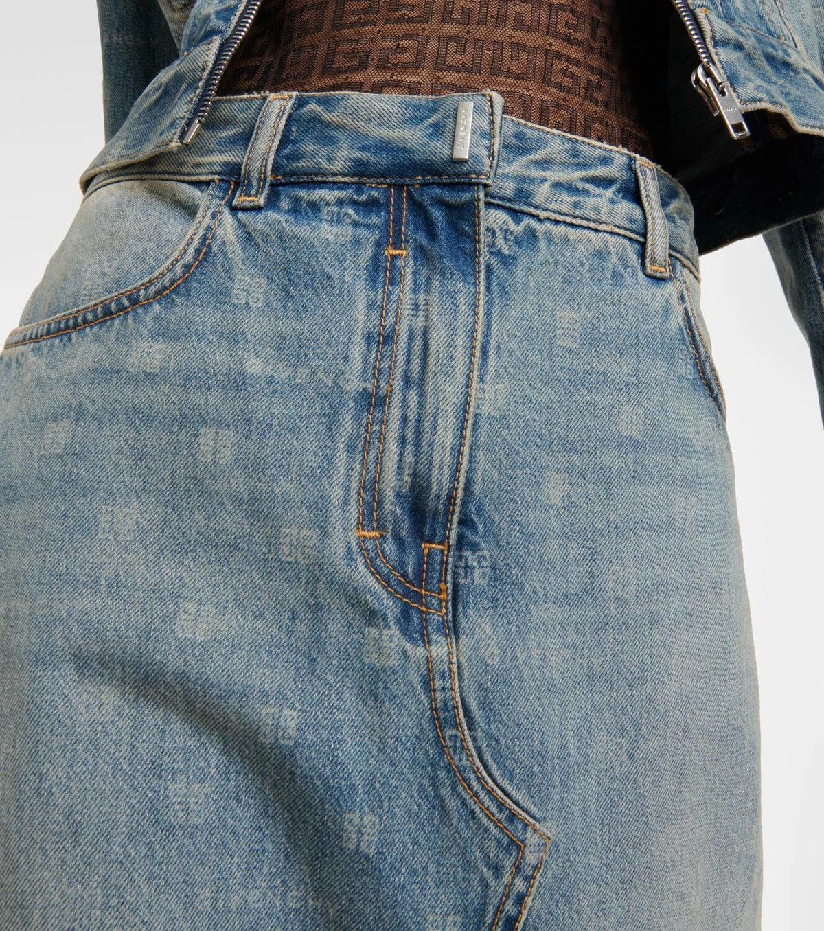 Givenchy o1srvl11e0225 4G High-Rise Denim Maxi Skirt in Light Blue Size 26" / US 2 / IT 38 - 5 Thumbnail