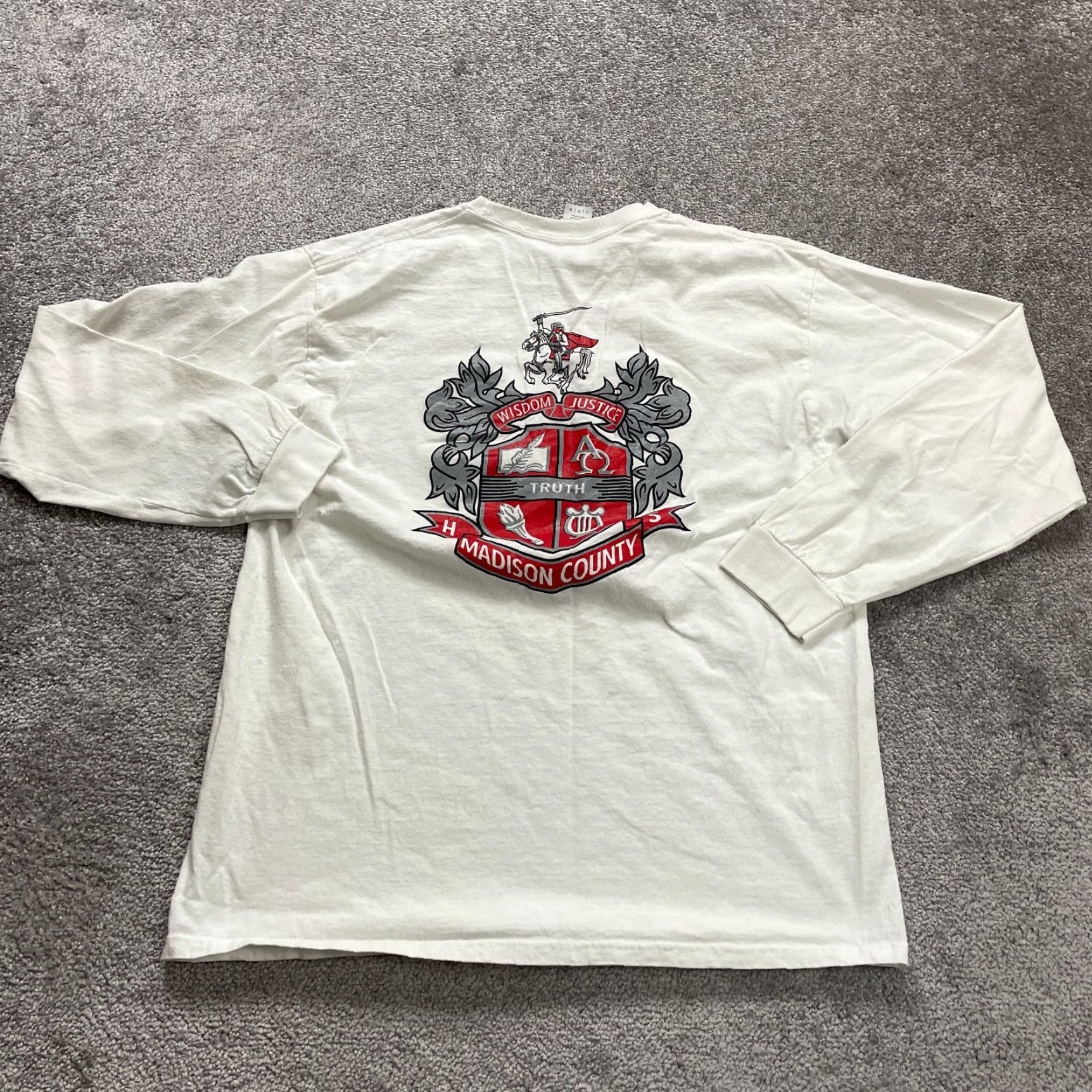 Gildan Gildan T-Shirt Shirt Mens Large White Long Sleeve Crew Neck Graphic Tee Vintage? No (adjusted) Size L / US 10 / IT 46 - 2 Thumbnail