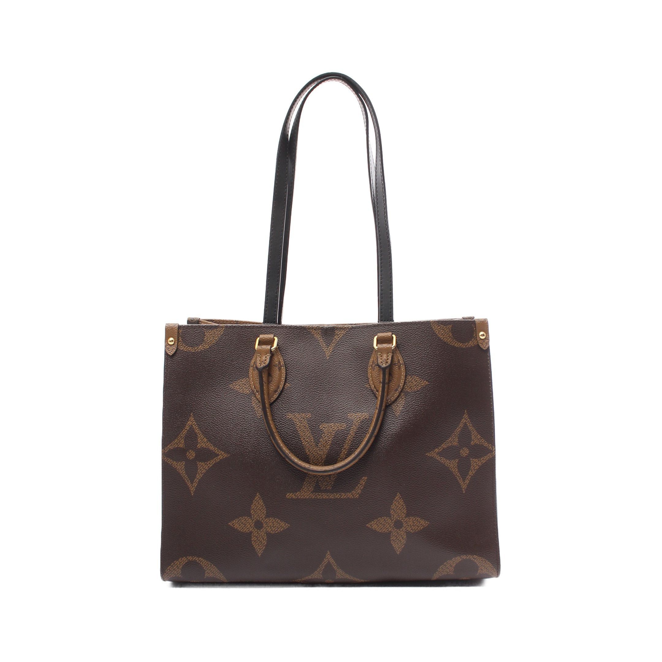 Louis Vuitton Louis Vuitton On-The-Go Mm Monogram Giant Reverse Shoulder Bag Tote Leather Brown Beige Size ONE SIZE - 1 Thumbnail