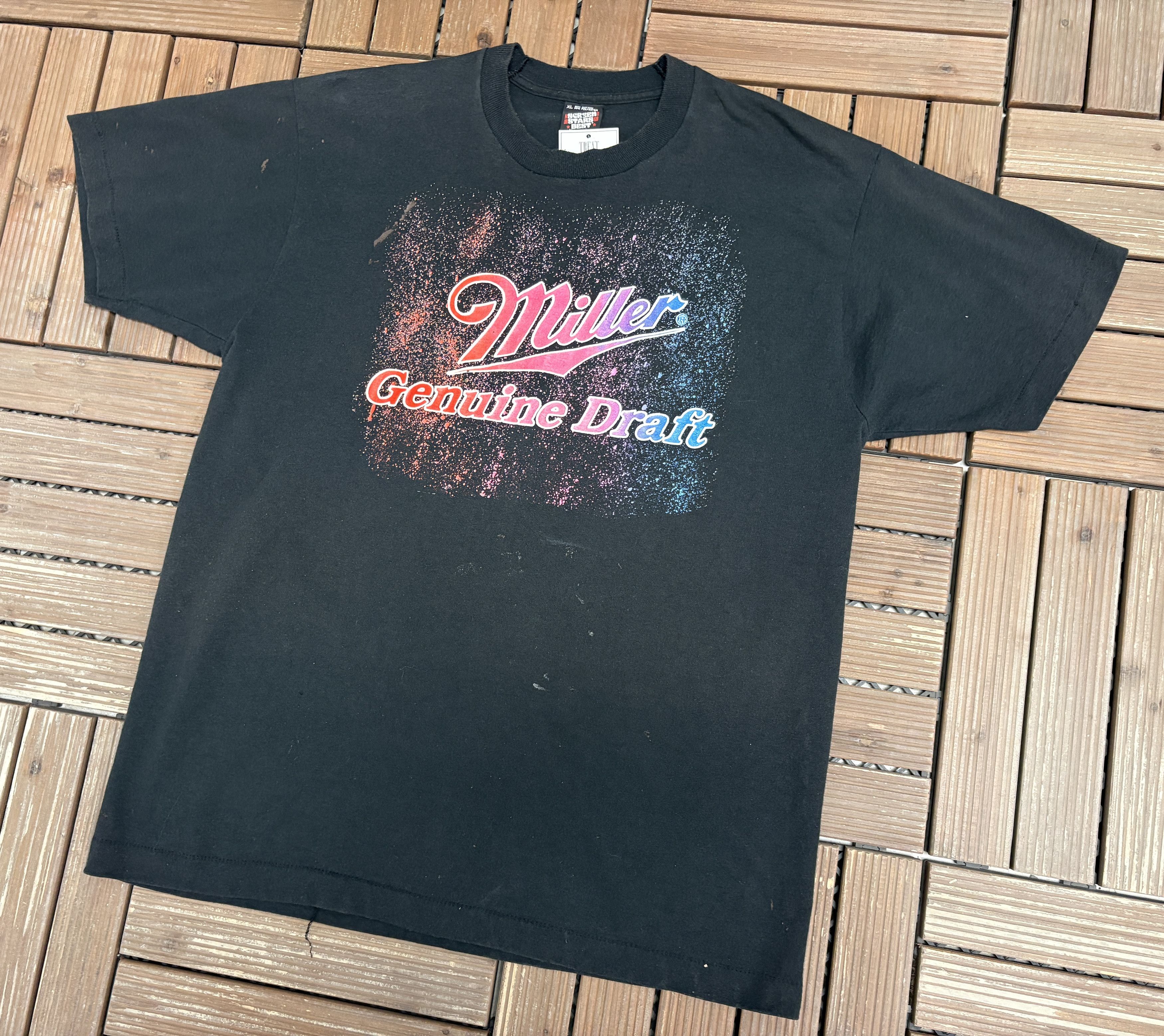 Vintage Miller Genuine Draft Vintage Black T-Shirt Tee Size US XL / EU 56 / 4 - 3 Thumbnail