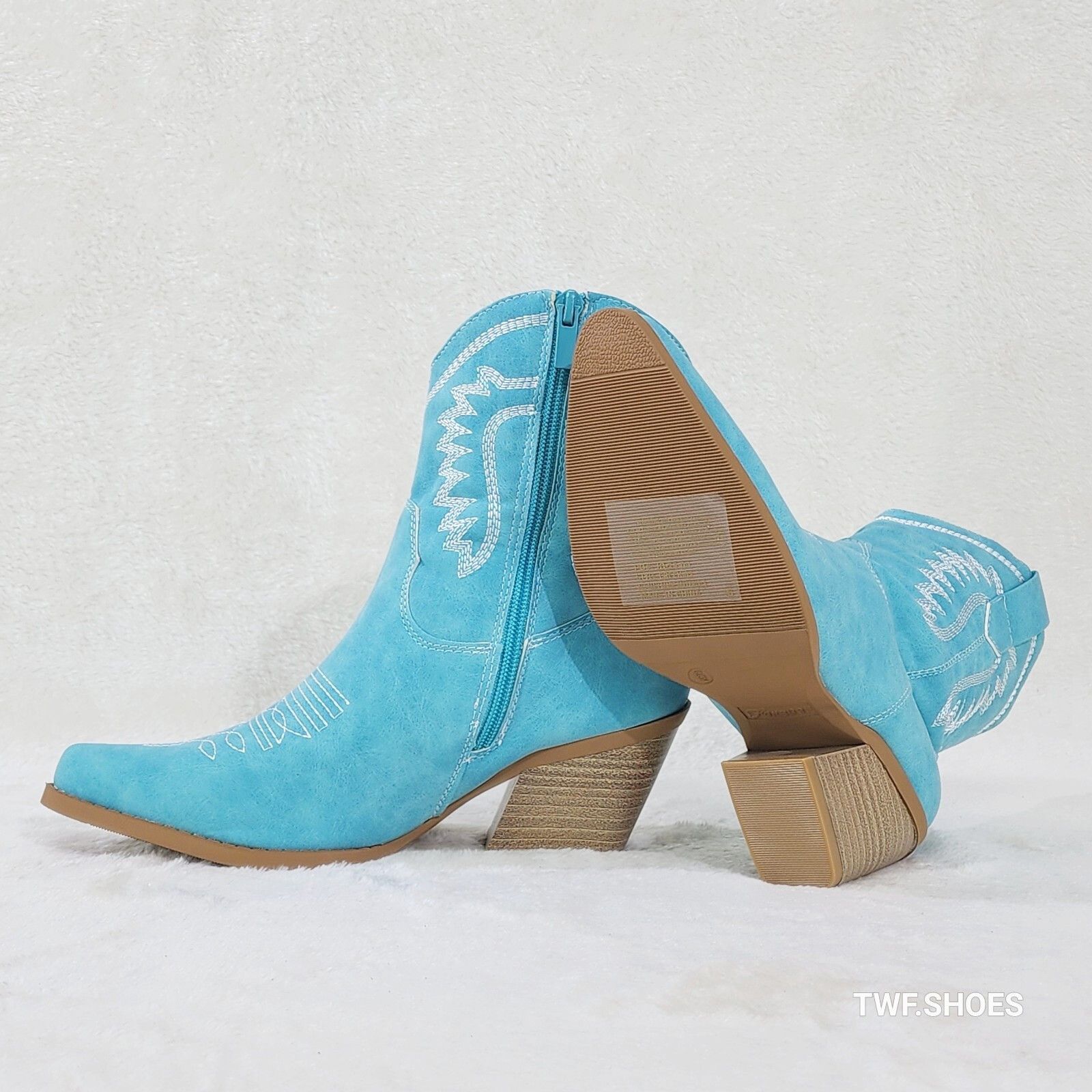 Other Dolly 2 Aqua Blue/Green Cowgirl Country Western Ankle Boots Size US 7 / IT 37 - 2 Thumbnail