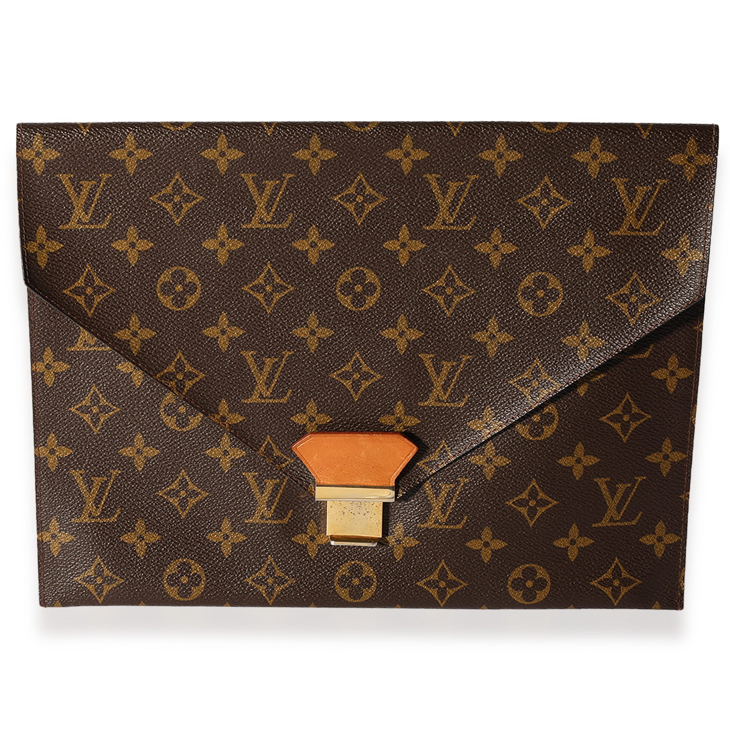 image of Louis Vuitton Vintage Monogram Canvas Envelope Clutch in Brown, Women's