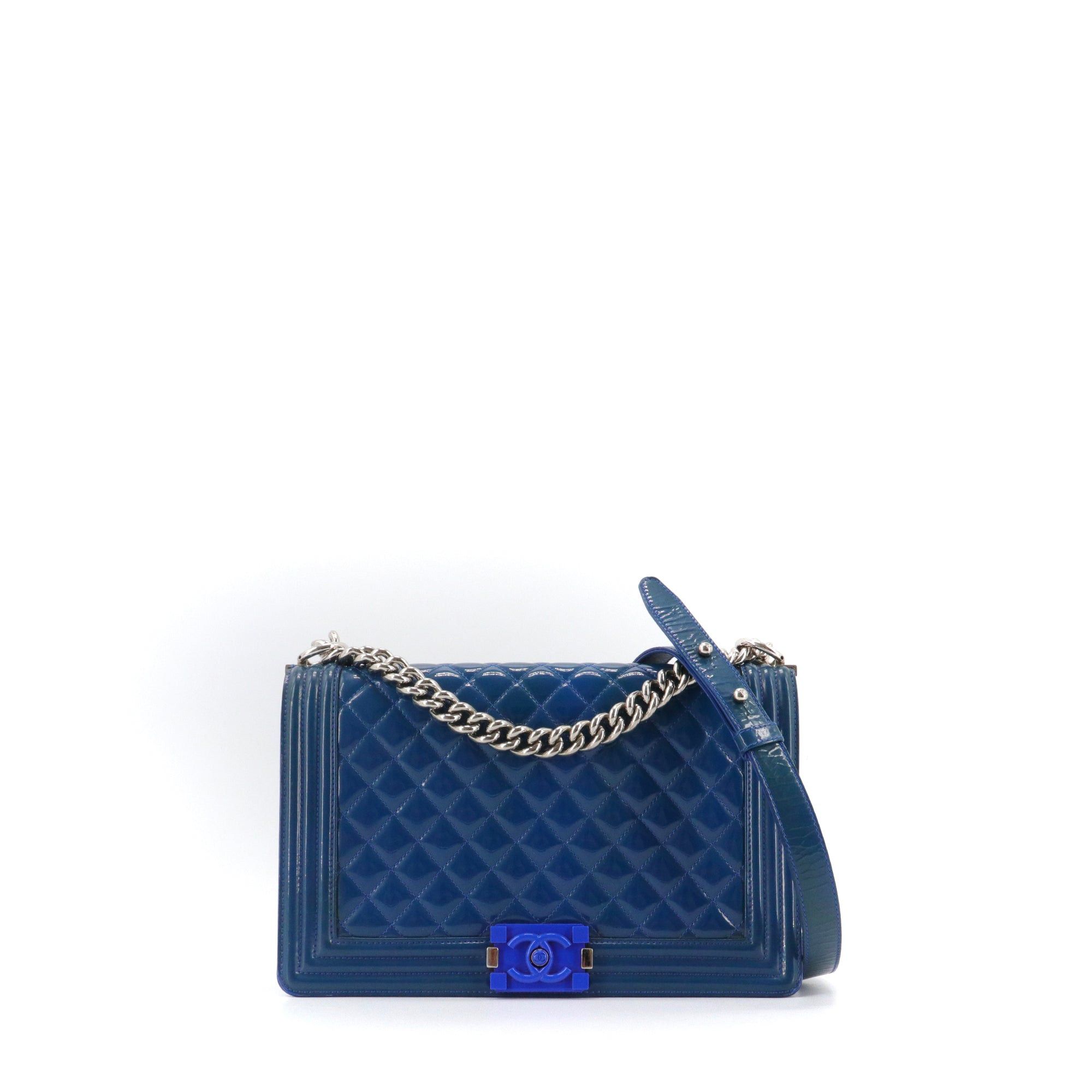 Chanel CHANEL - Boy Chanel shoulder bag in blue patent leather Size ONE SIZE - 1 Thumbnail