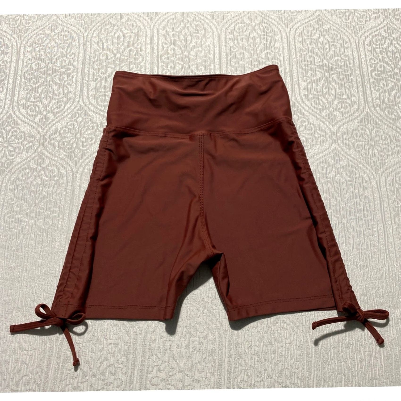 Nike Nike Pro Dri-Fit Biker Shorts Womens XS Rust Orange Ruched Sides High Waisted/Compression Shaping Size 26" / US 2 / IT 38 - 3 Thumbnail