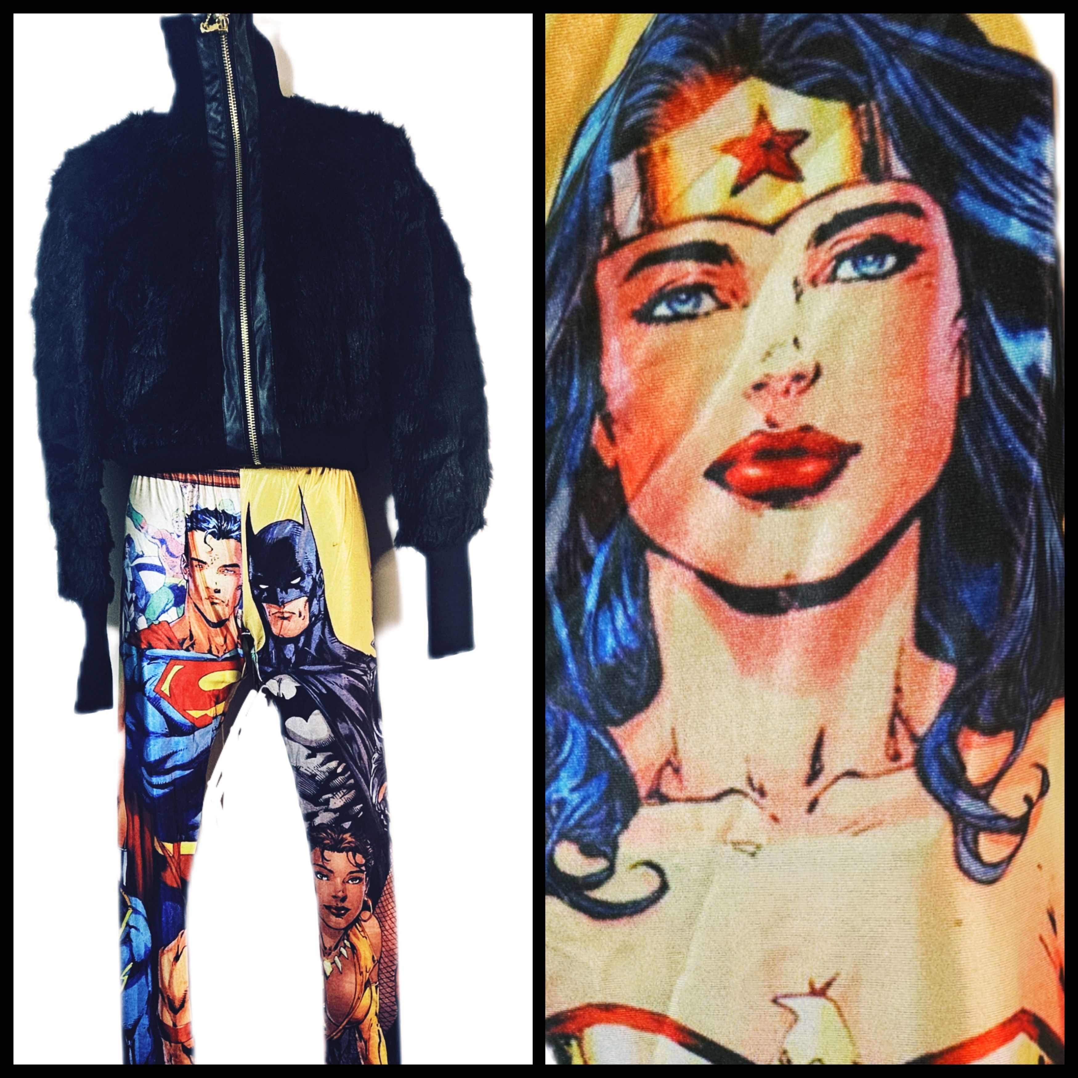 Other VINTAGE (OLDSCHOOL) SUPERHEROS LEGGINGS Size 28" / US 6 / IT 42 - 1 Thumbnail