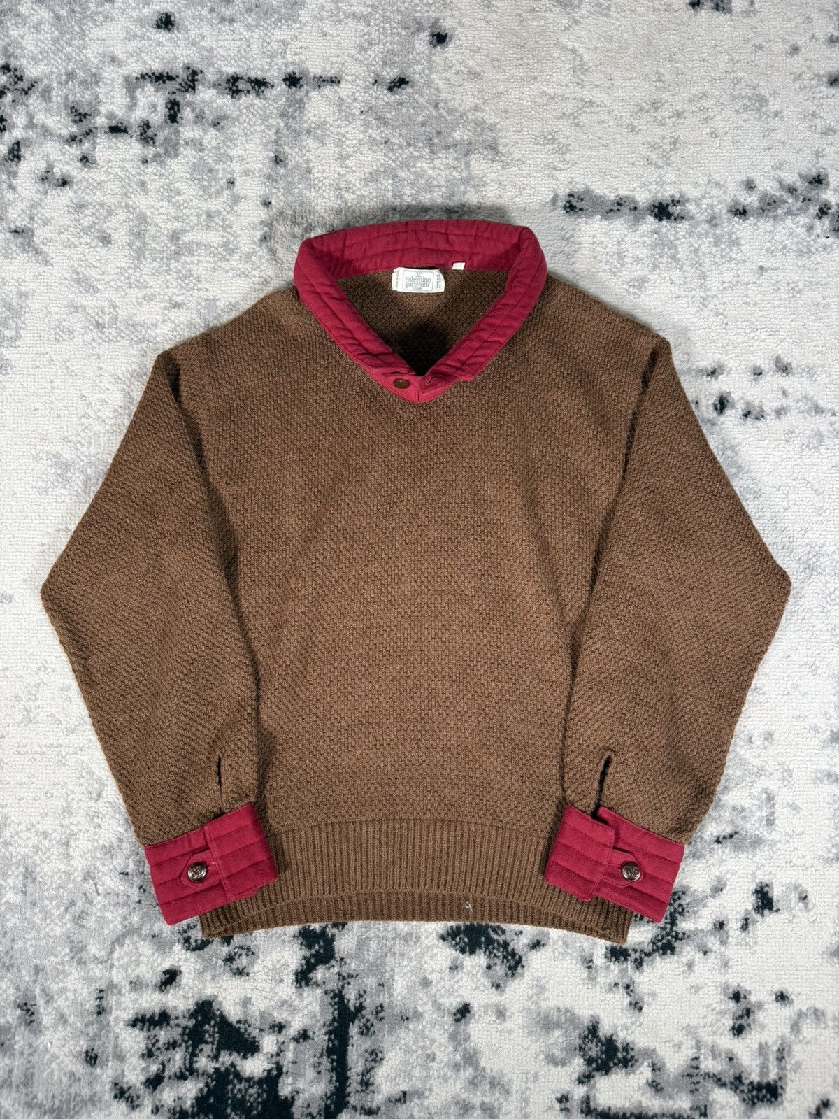 Valentino Vintage 80s Valentino Garavani Uomo Alpaca Wool Sweater Size US M / EU 48-50 / 2 - 3 Thumbnail