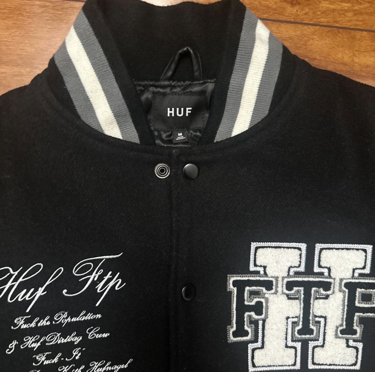 Fuck The Population × Huf HUF x FTP Varsity Jacket Size US M / EU 48-50 / 2 - 2 Thumbnail