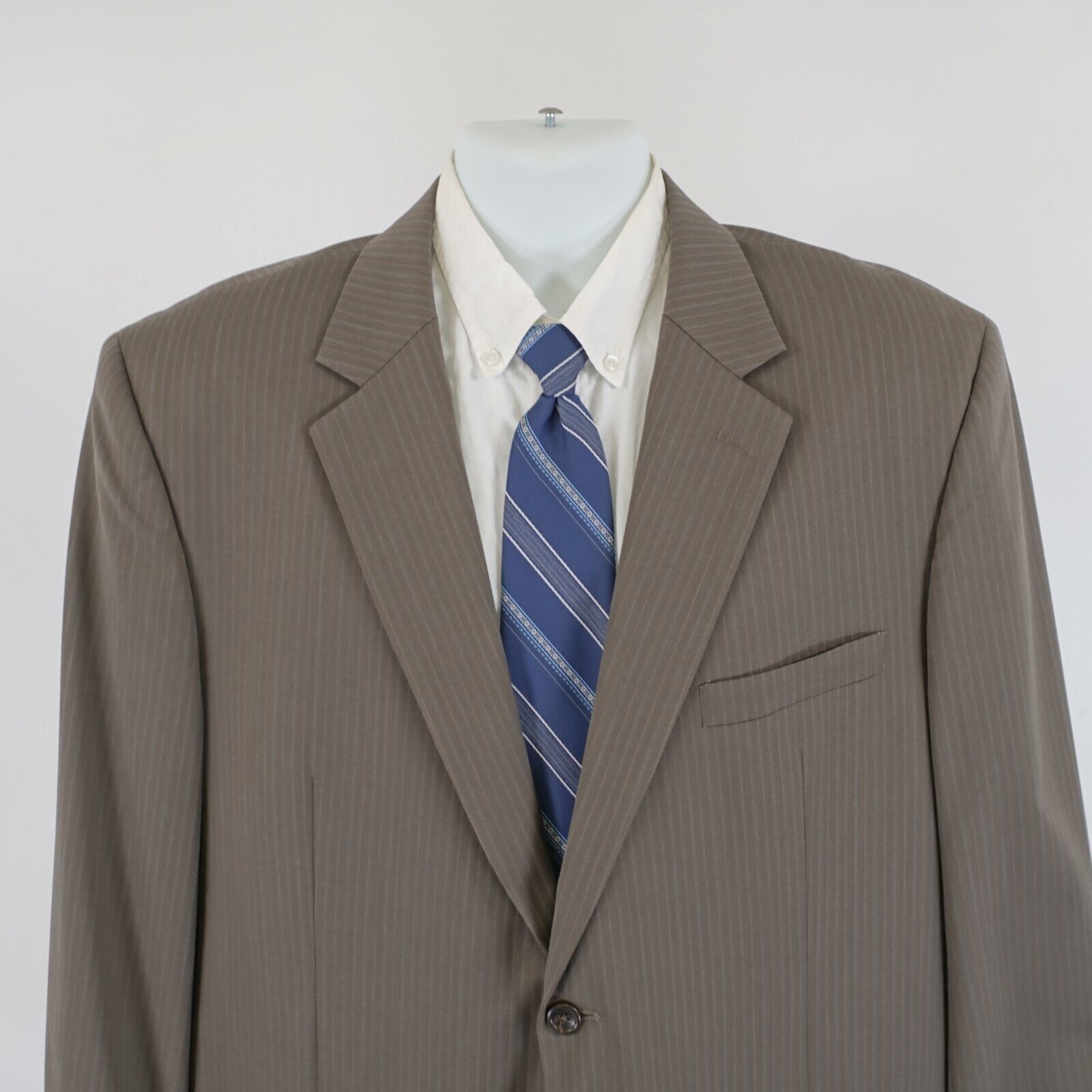 Joseph & Feiss Joseph & Feiss Wool Beige Green Herringbone Striped 2 Piece Size 42R - 5 Thumbnail
