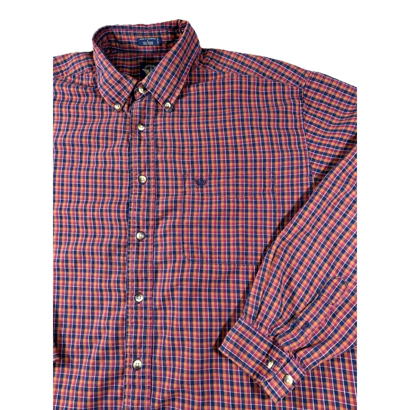 Dockers VINTAGE Dockers Plaid Long Sleeve Shirt Men Large Cotton Button Red 100% Size US L / EU 52-54 / 3 - 2 Thumbnail