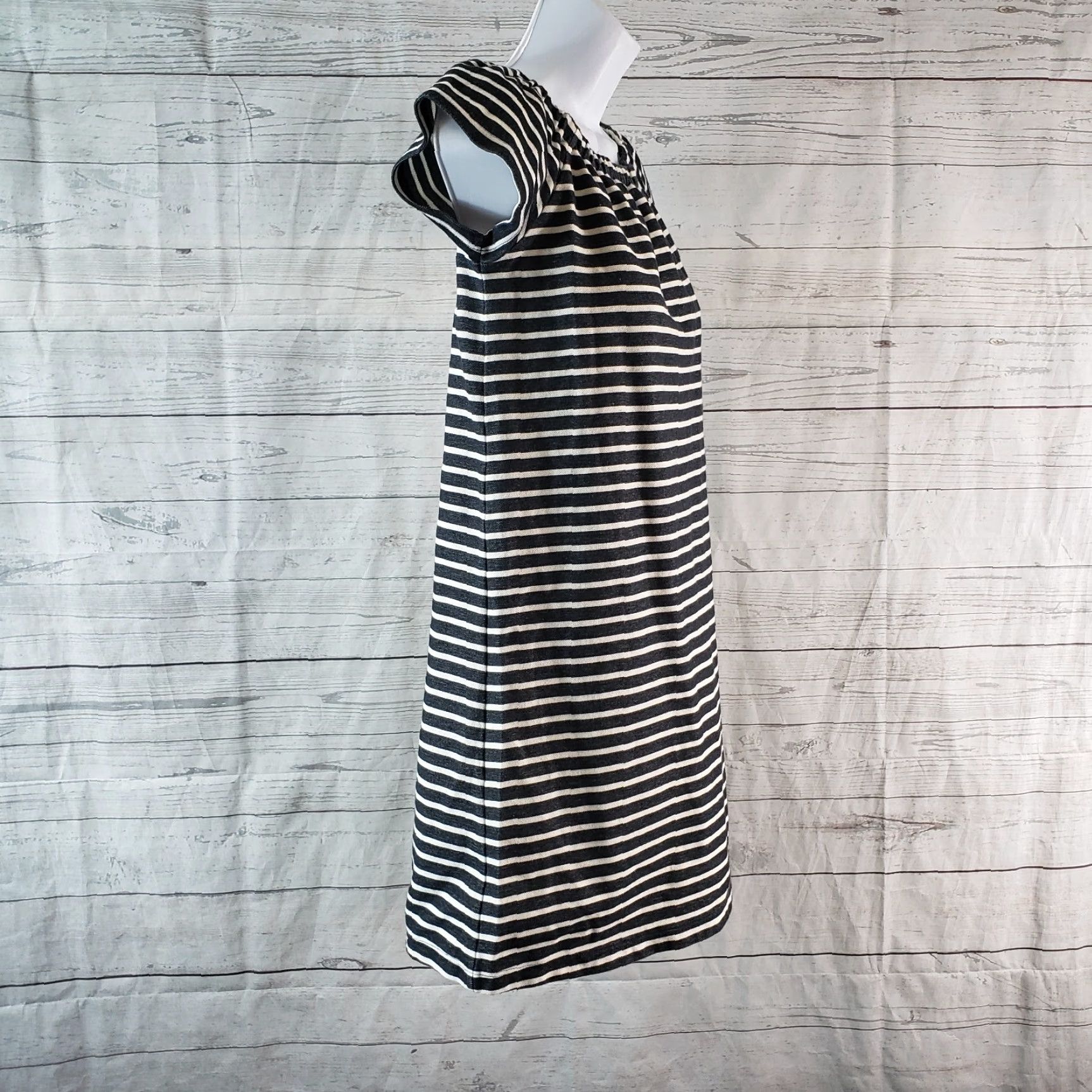 Madewell VINTAGE Madewell Womens Off The Shoulder Dress Sz 2XS Black Stripe Short Sleeve Size 24" / US 00 / IT 34 - 3 Thumbnail