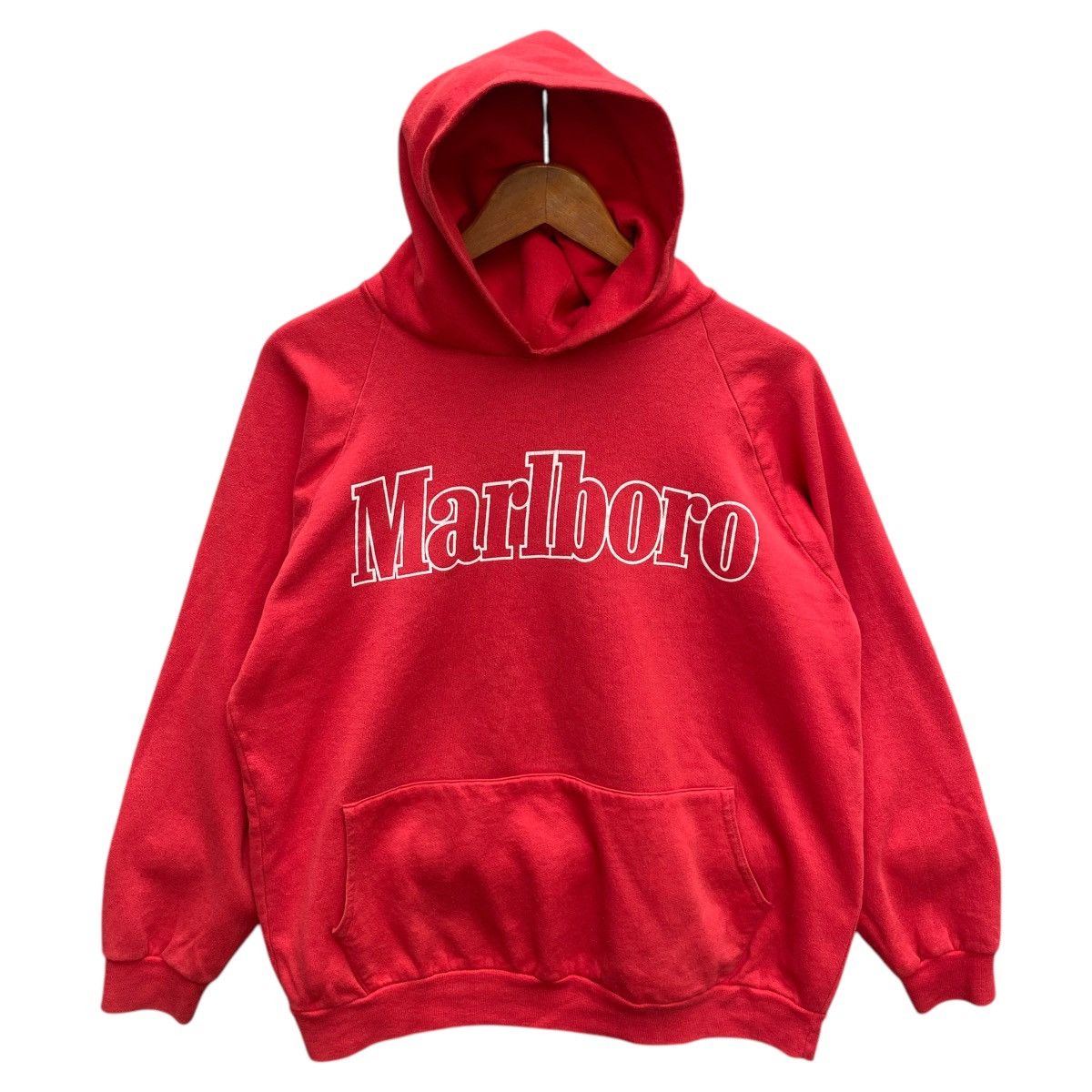 Marlboro × Vintage 💥70s MARLBORO HOODIE SWEATER SPELLOUT LOGO Size US L / EU 52-54 / 3 - 1 Thumbnail