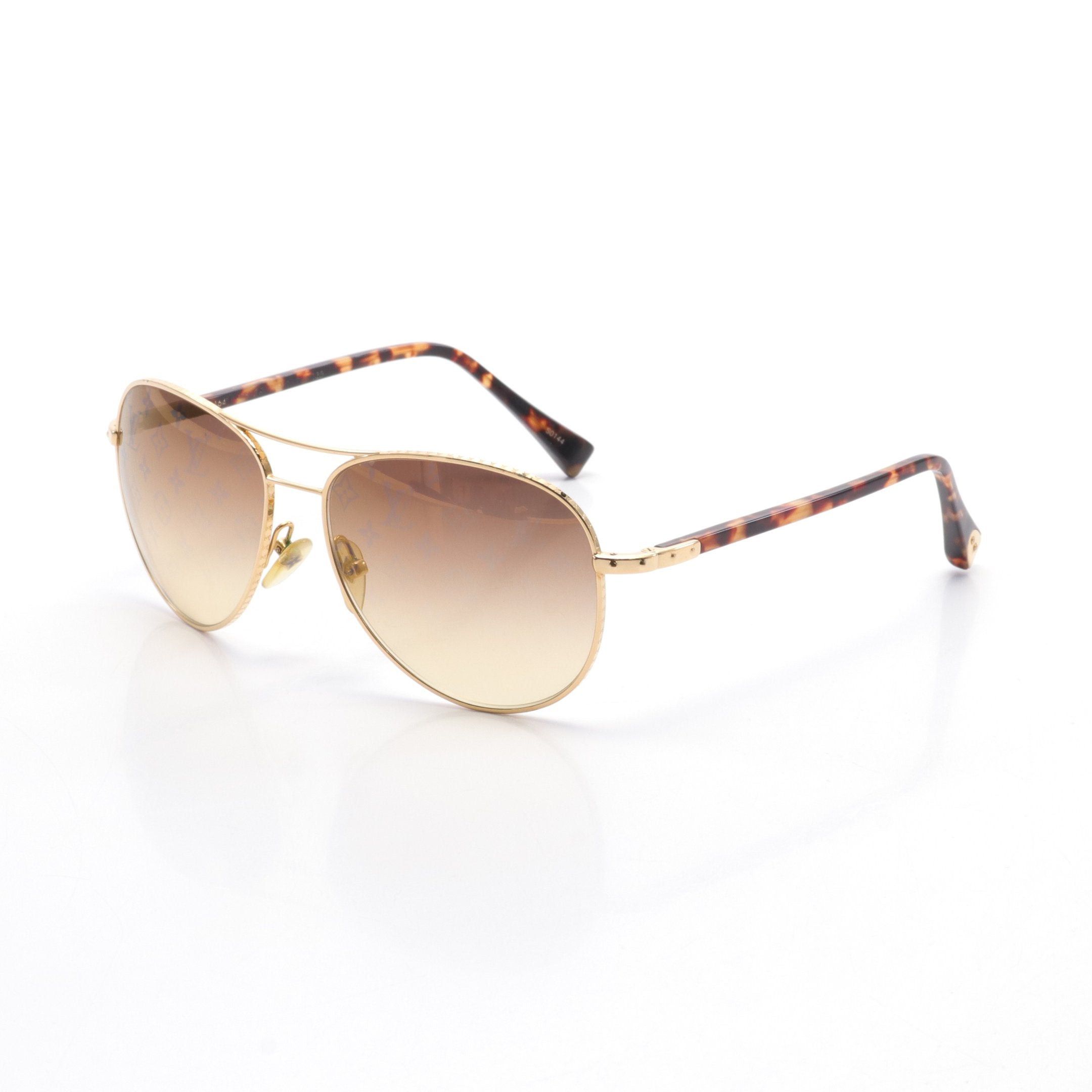 Louis Vuitton Louis Vuitton Conspiracion Pilot Sunglasses Gp Gold Brown Size ONE SIZE - 1 Thumbnail