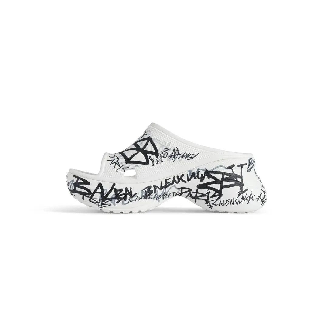 Balenciaga × Crocs o1w1db11125 Pool Crocs™ Graffiti Slide Sandals in White Size US 5 / IT 35 - 4 Thumbnail