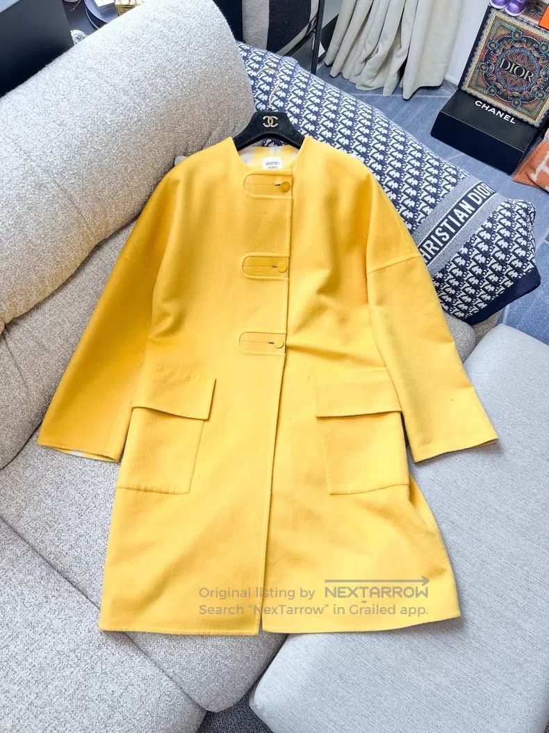 Hermes Hermes Yellow Long Cashmere Greatcoat Jacket Size XS / US 0-2 / IT 36-38 - 3 Thumbnail