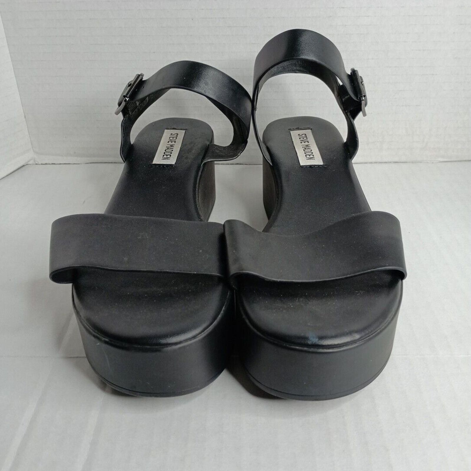 Steve Madden Steve Madden Black Wedge Sandals Women's Size 7.5M Size US 7.5 / IT 37.5 - 2 Thumbnail