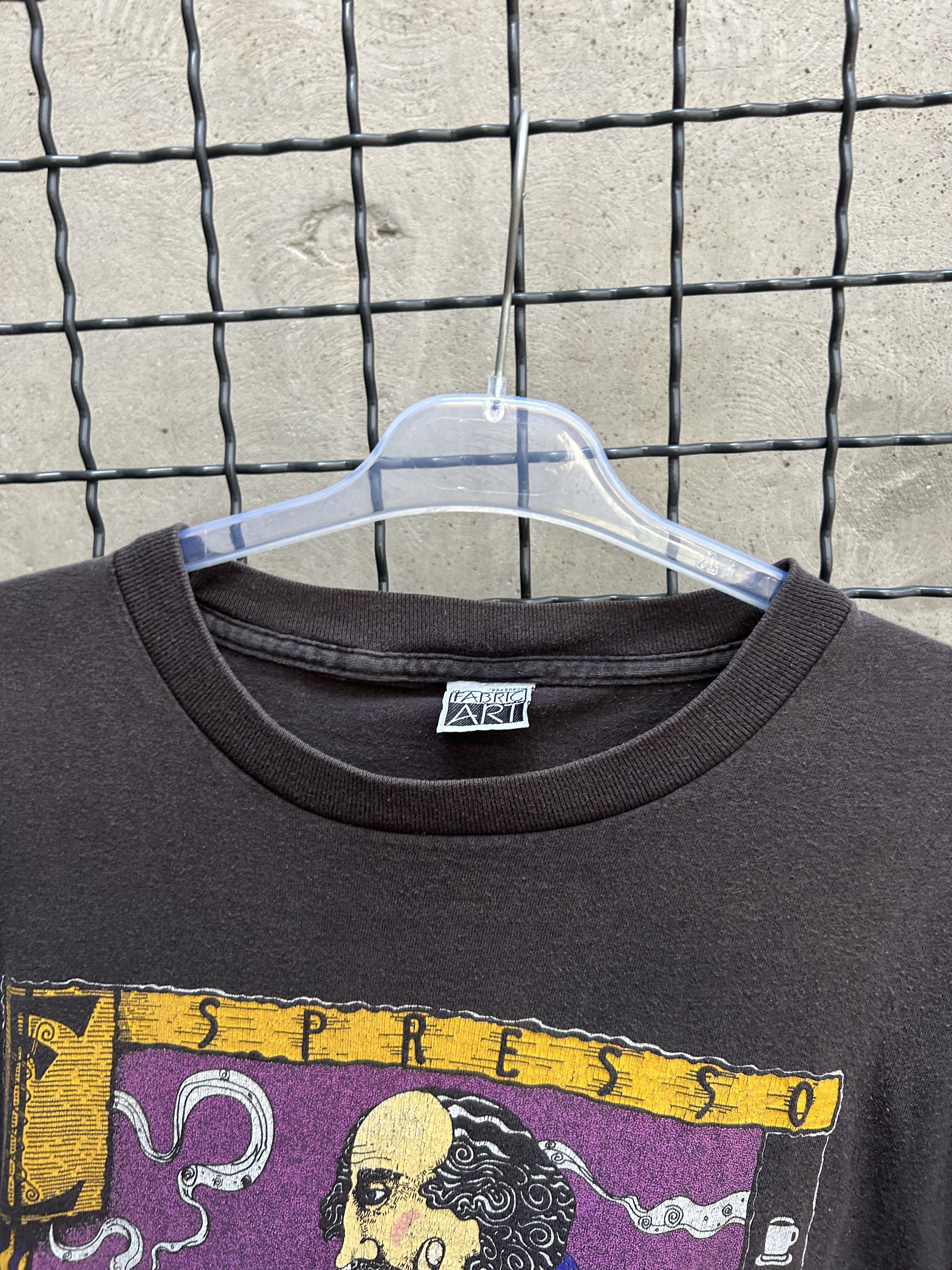 Vintage Vintage 90s Espresso Thy Self Fabric Art Coffee T-shirt Size US XL / EU 56 / 4 - 5 Thumbnail