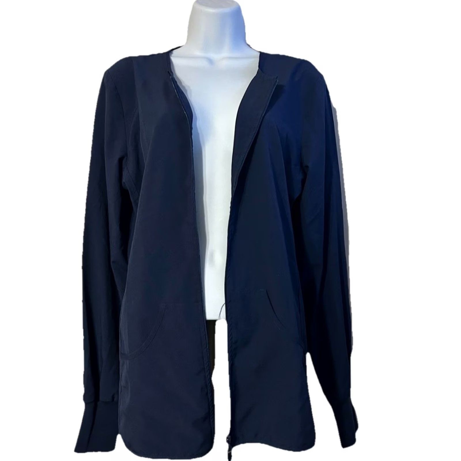 Vintage Med Couture Scrubs Top Navy Blue Long Sleeve Full Zip Pockets Women M Size M / US 6-8 / IT 42-44 - 2 Thumbnail