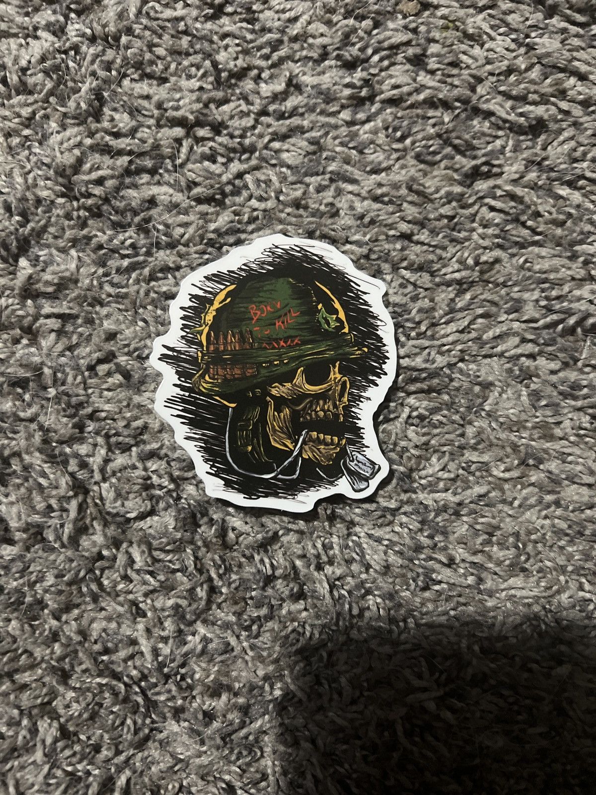 Hypebeast Skull Wearing Born To Kill Military Helmet Sticker Size ONE SIZE - 1 Thumbnail