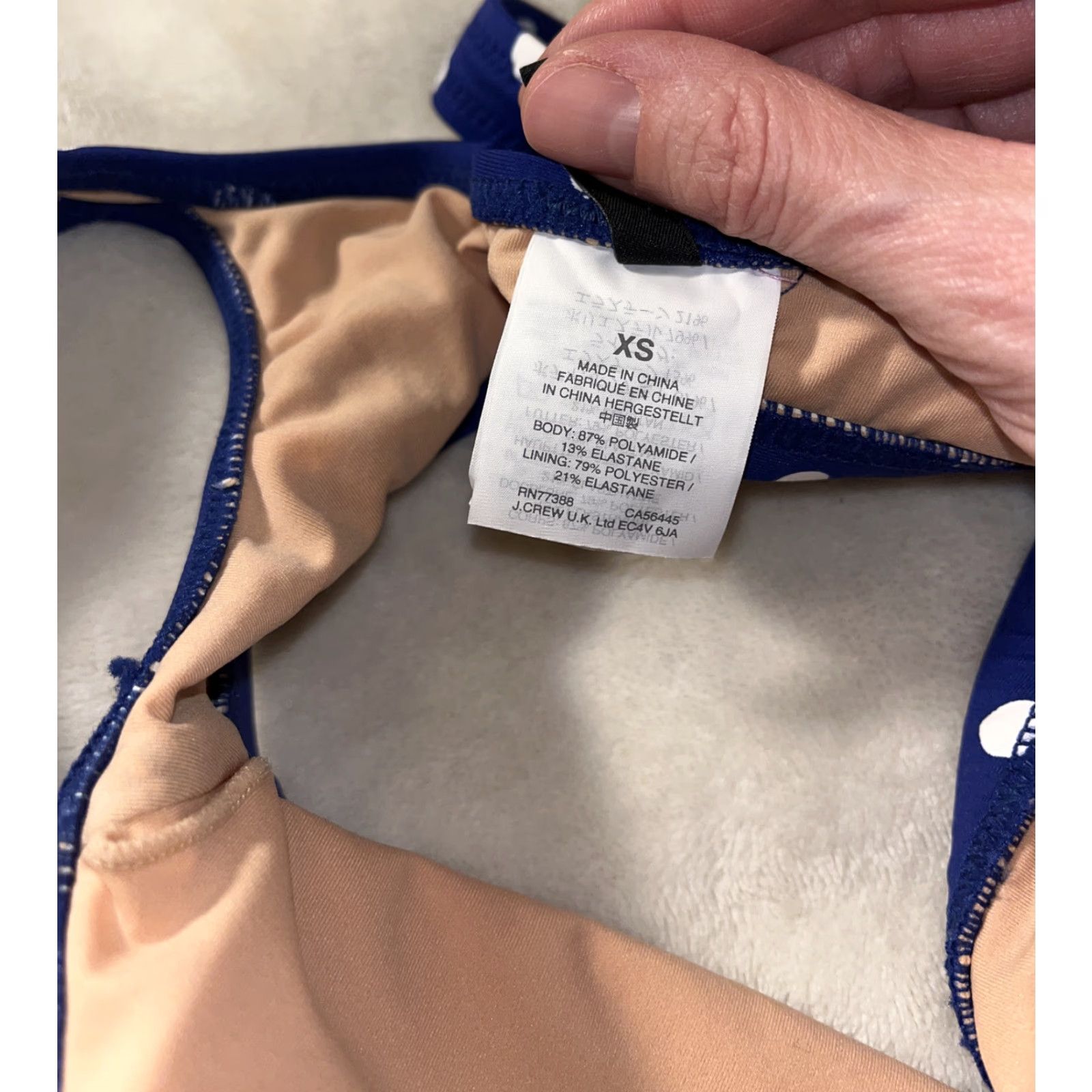 J.Crew J.CREW Women XS Blue Polka Dot Sports Swim Bikini Top W/ White Dots Polka Size XS / US 0-2 / IT 36-38 - 5 Thumbnail