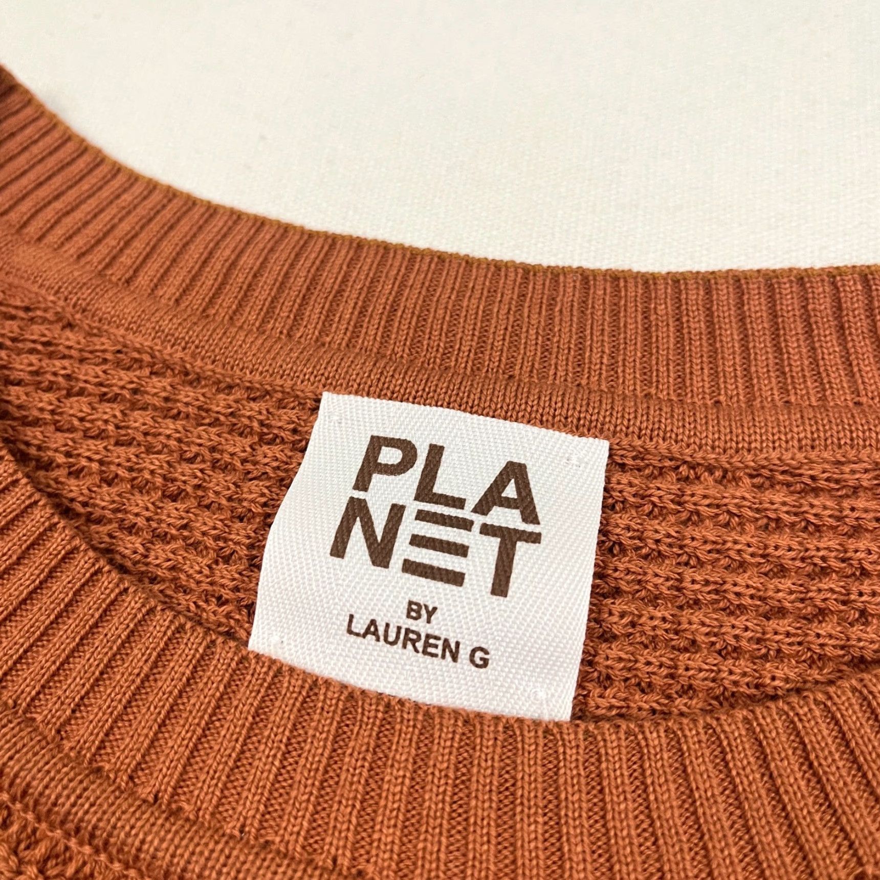 Vintage Planet by Lauren G Womens Sweater One Size Orange Brown Oversized Waffle Knit Pullover Crew Neck Dolman Sleeve Knit Comfort Casual Vintage: No Size ONE SIZE - 3 Thumbnail