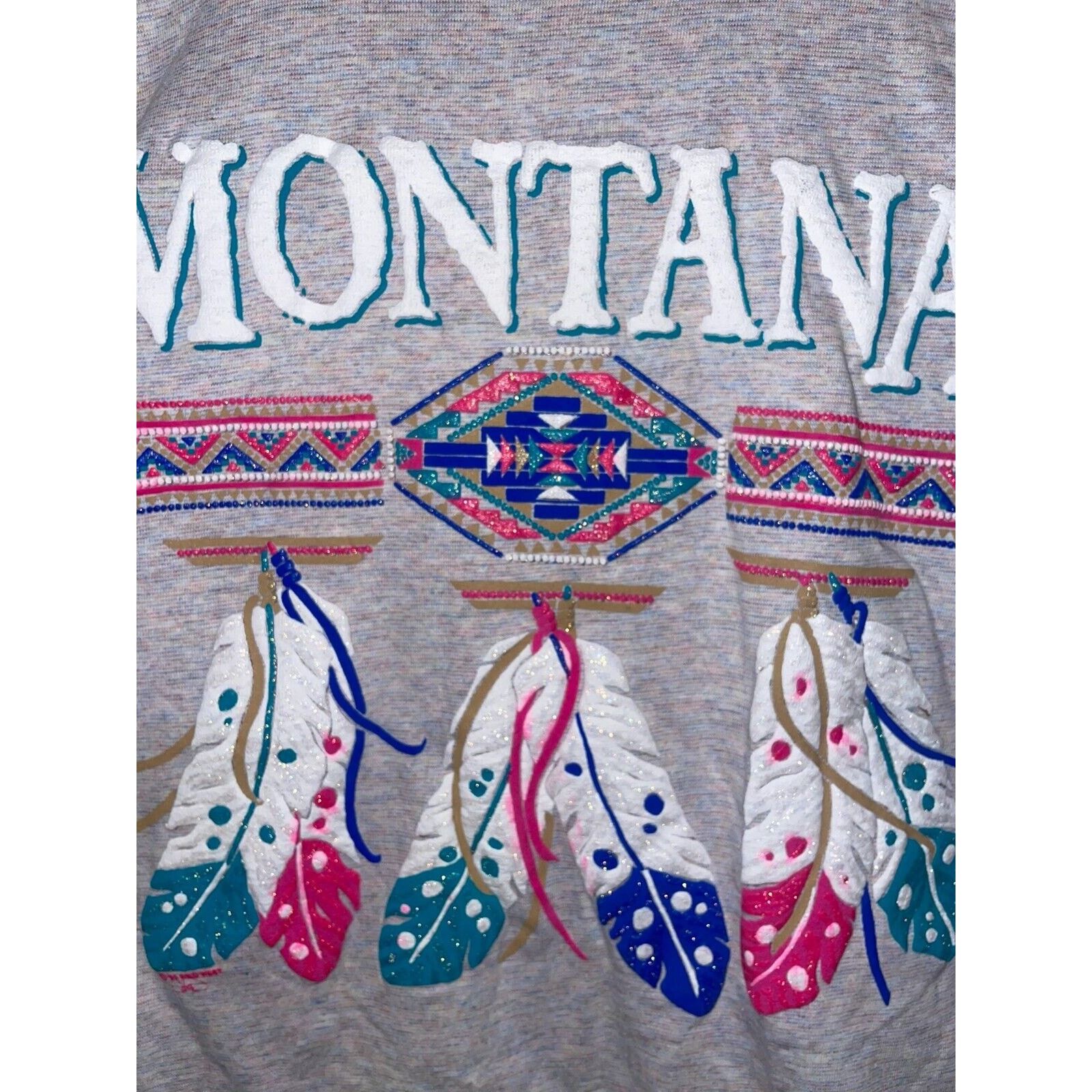 Vintage Vintage Montana Shirt Native American Feather Tee VTG 90s L Size US L / EU 52-54 / 3 - 2 Thumbnail