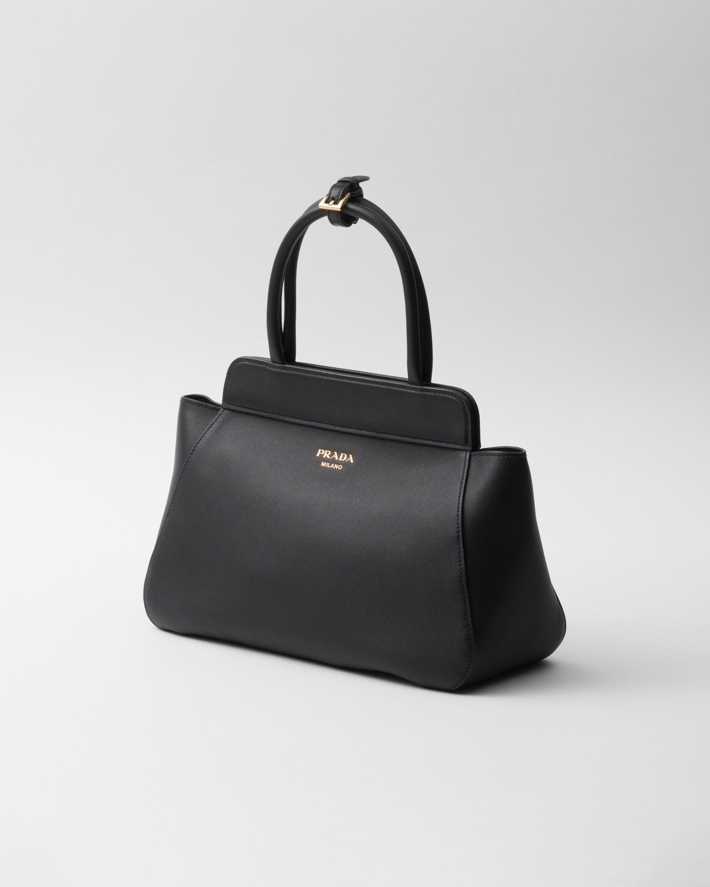 Prada o1la1rc1a0925 Size: OS / Medium Leather Tote Bag in Black Size ONE SIZE - 3 Thumbnail