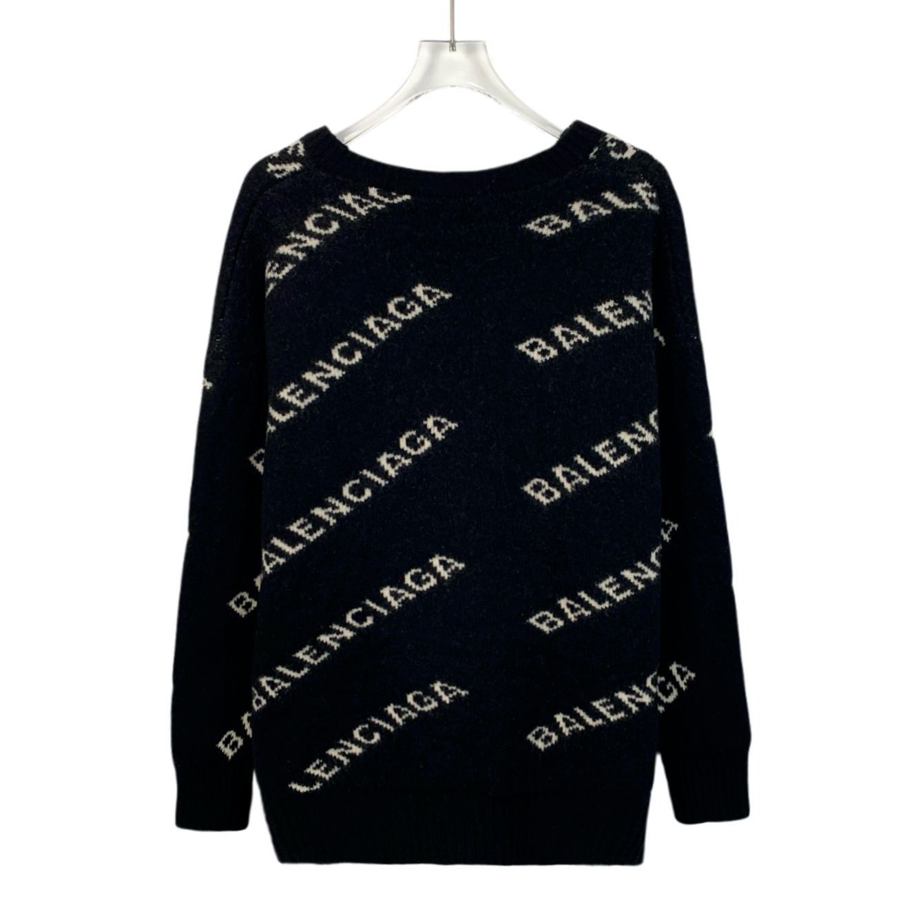 Balenciaga Balenciaga Black Logo Inlaid Full Print V-Neck Long Sleeve K Size S / US 4 / IT 40 - 7 Thumbnail