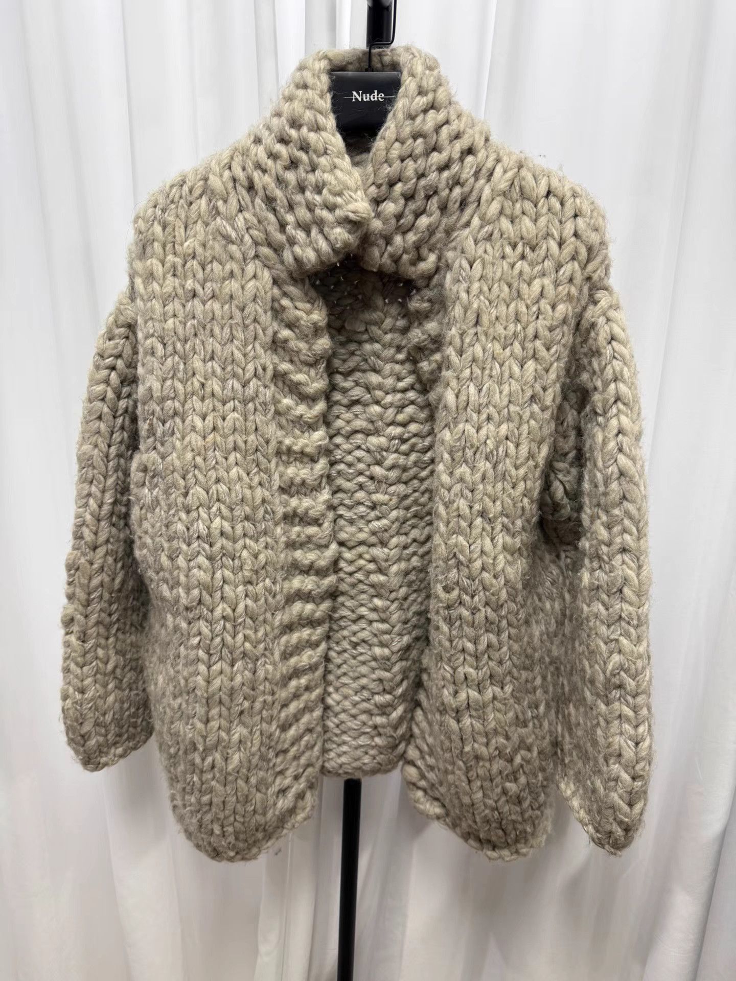 Yohji Yamamoto Beige Thick Knit Collared Coat Size L Size US L / EU 52-54 / 3 - 1 Thumbnail