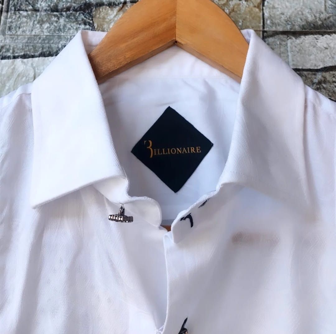 Billionaire Couture Billionaire Plain White Long Sleeve Button Bag Size US S / EU 44-46 / 1 - 4 Thumbnail