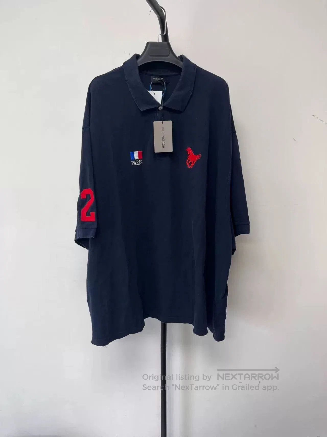 Balenciaga Embroidered Short Sleeve Polo.