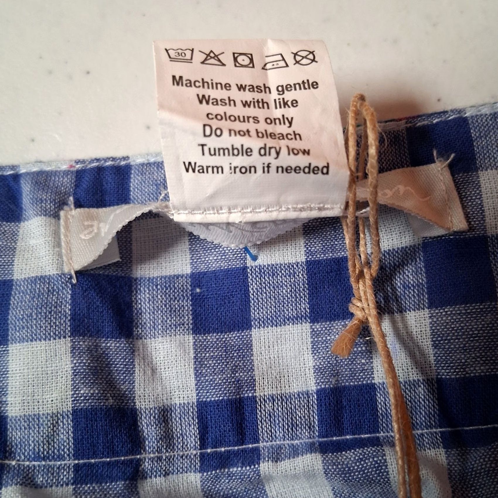 Vintage VINTAGE Noonday Collection Robe L Scrunchie Blue Gingham Check Lightweight Lounge Size ONE SIZE - 6 Thumbnail