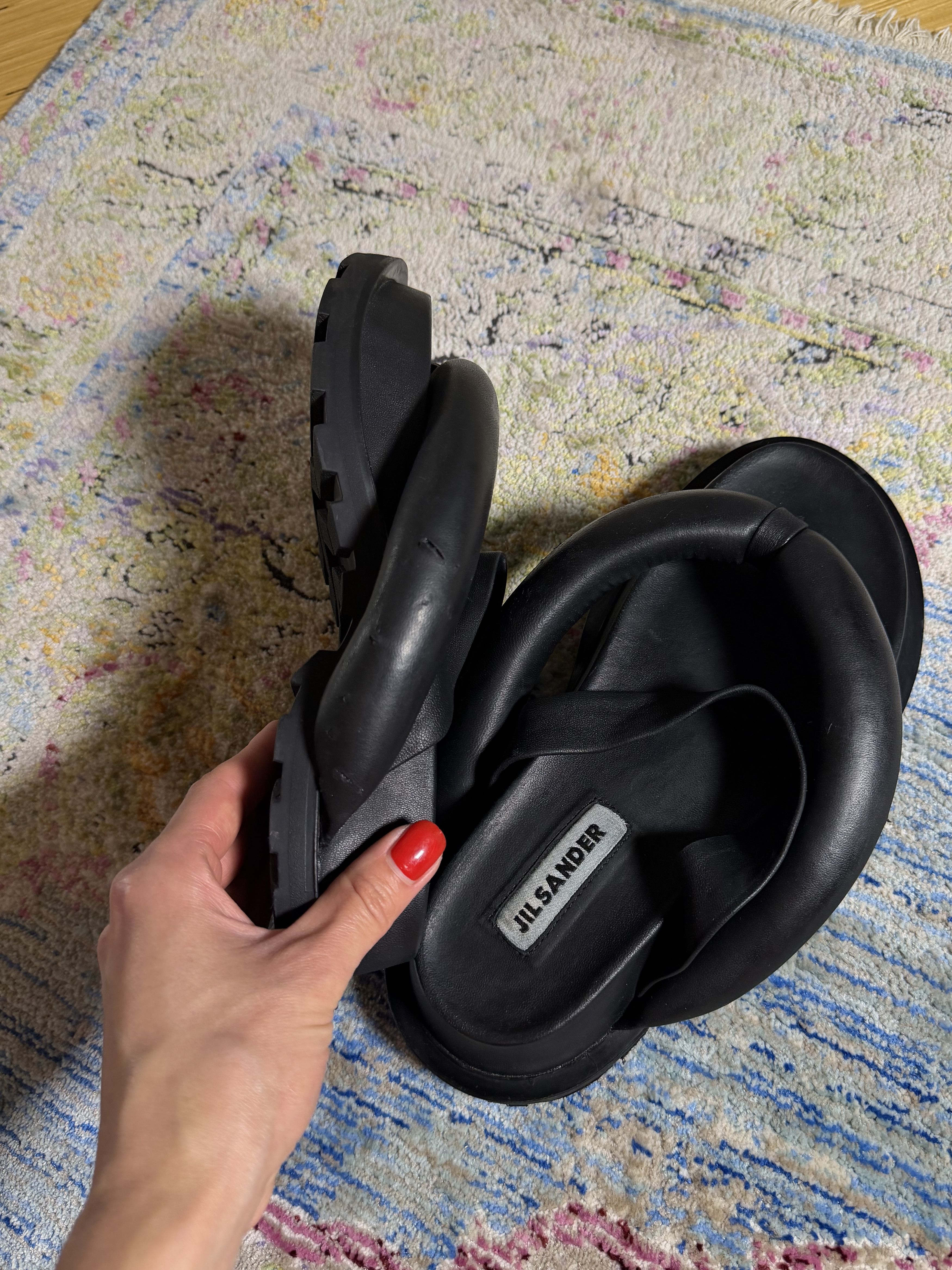 Jil Sander Jil Sander Padded Leather Sandals in Black Size US 10 / IT 40 - 12 Thumbnail