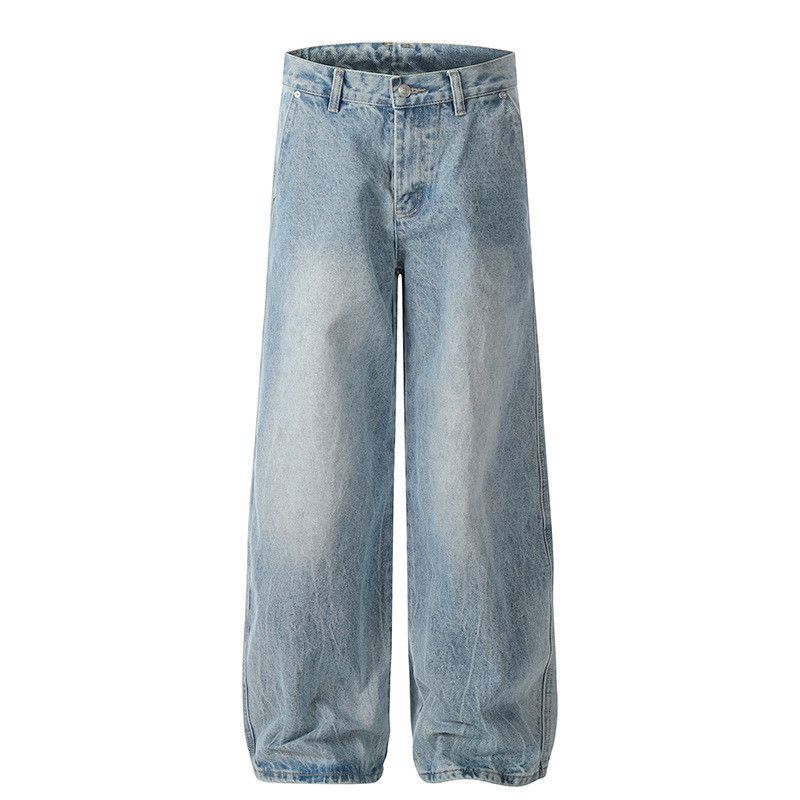 Japanese Brand Men's loose straight leg high street washed jeans Size US 32 / EU 48 - 1 Thumbnail
