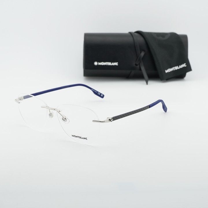 Montblanc Montblanc MB0186O 002 Eyeglasses Silver 56mm Round Frame Size ONE SIZE - 12 Thumbnail