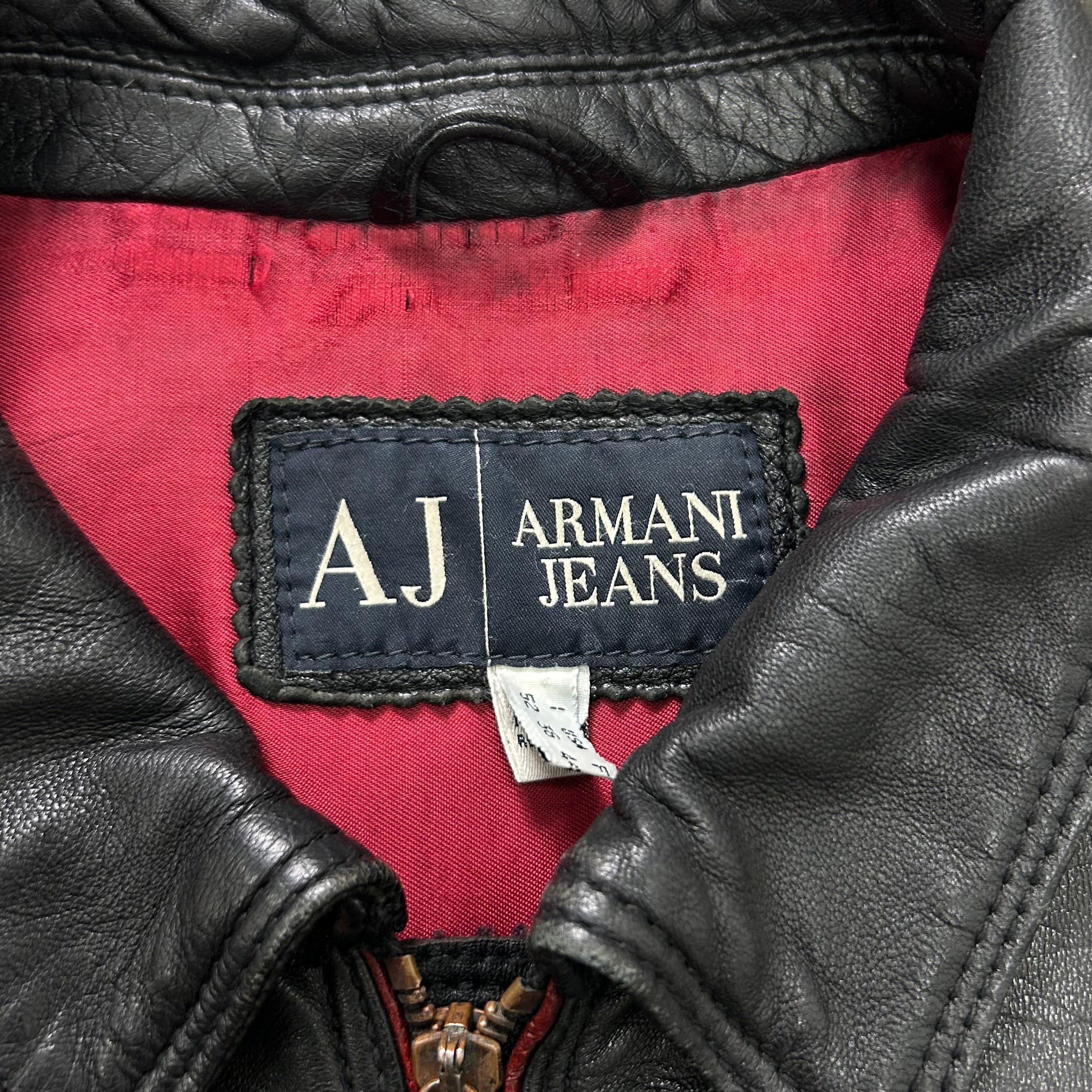 Armani Armani Jeans 90s Black Leather Blazer Jacket Size US L / EU 52-54 / 3 - 4 Thumbnail