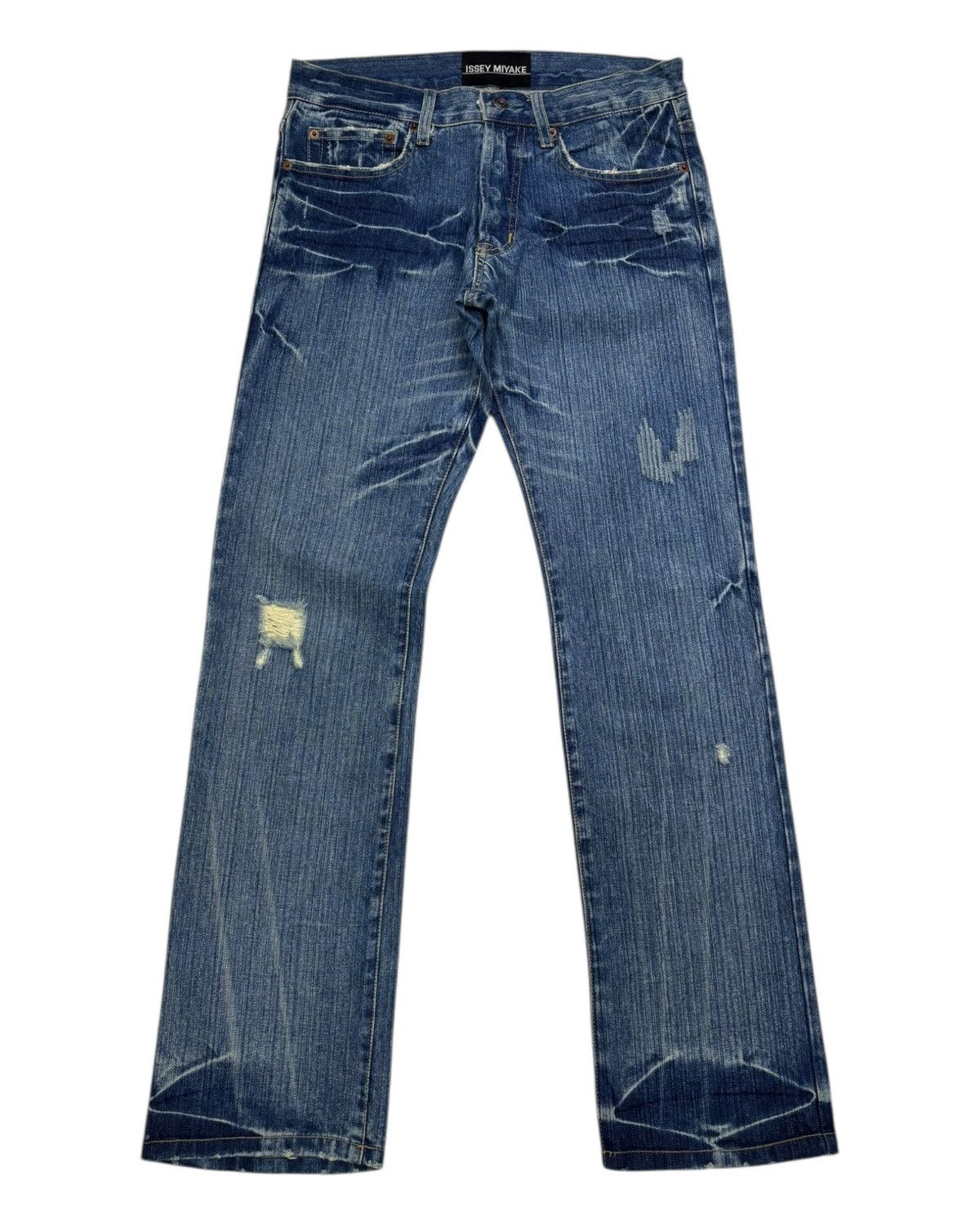 If Six Was Nine × Issey Miyake ISSEY MIYAKE CLAWMARK BLUE CUSTOM MADE DISTRESSED DENIM JEAN Size US 32 / EU 48 - 6 Thumbnail