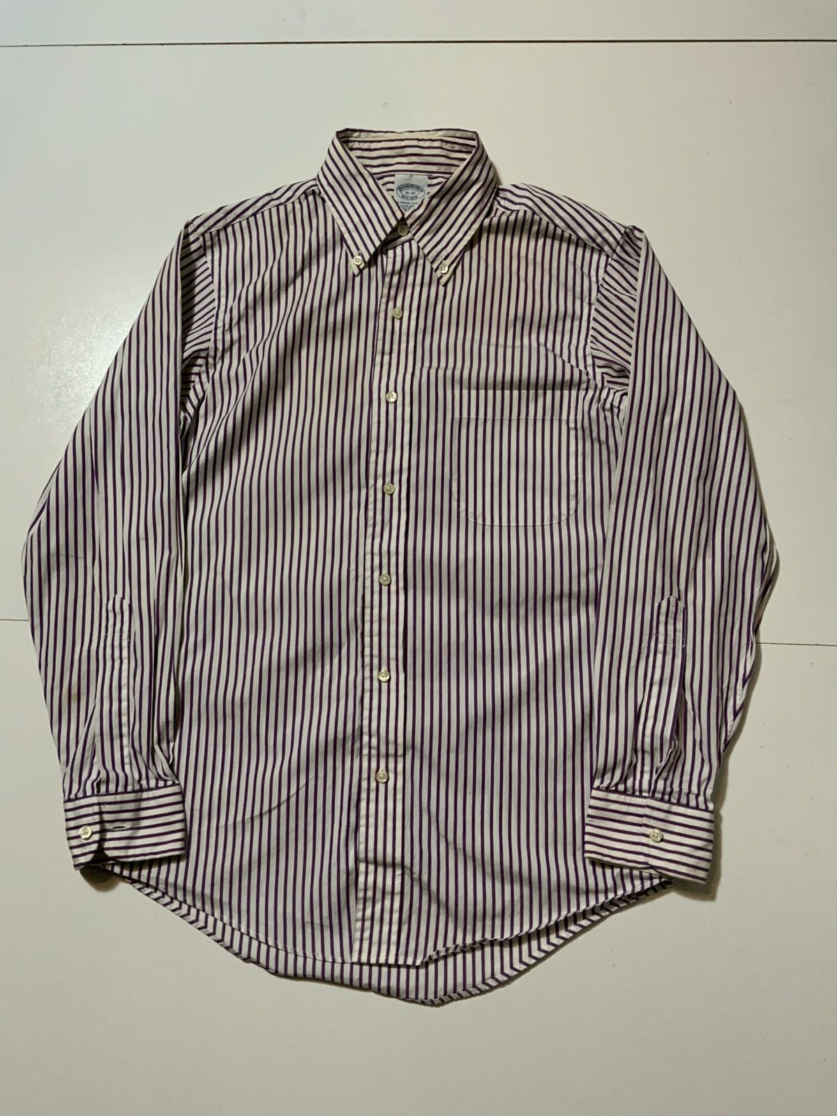 Brooks Brothers Brooks Brothers Polo Extra Slim Purple Stripe Dress Shirt Size US S / EU 44-46 / 1 - 1 Thumbnail