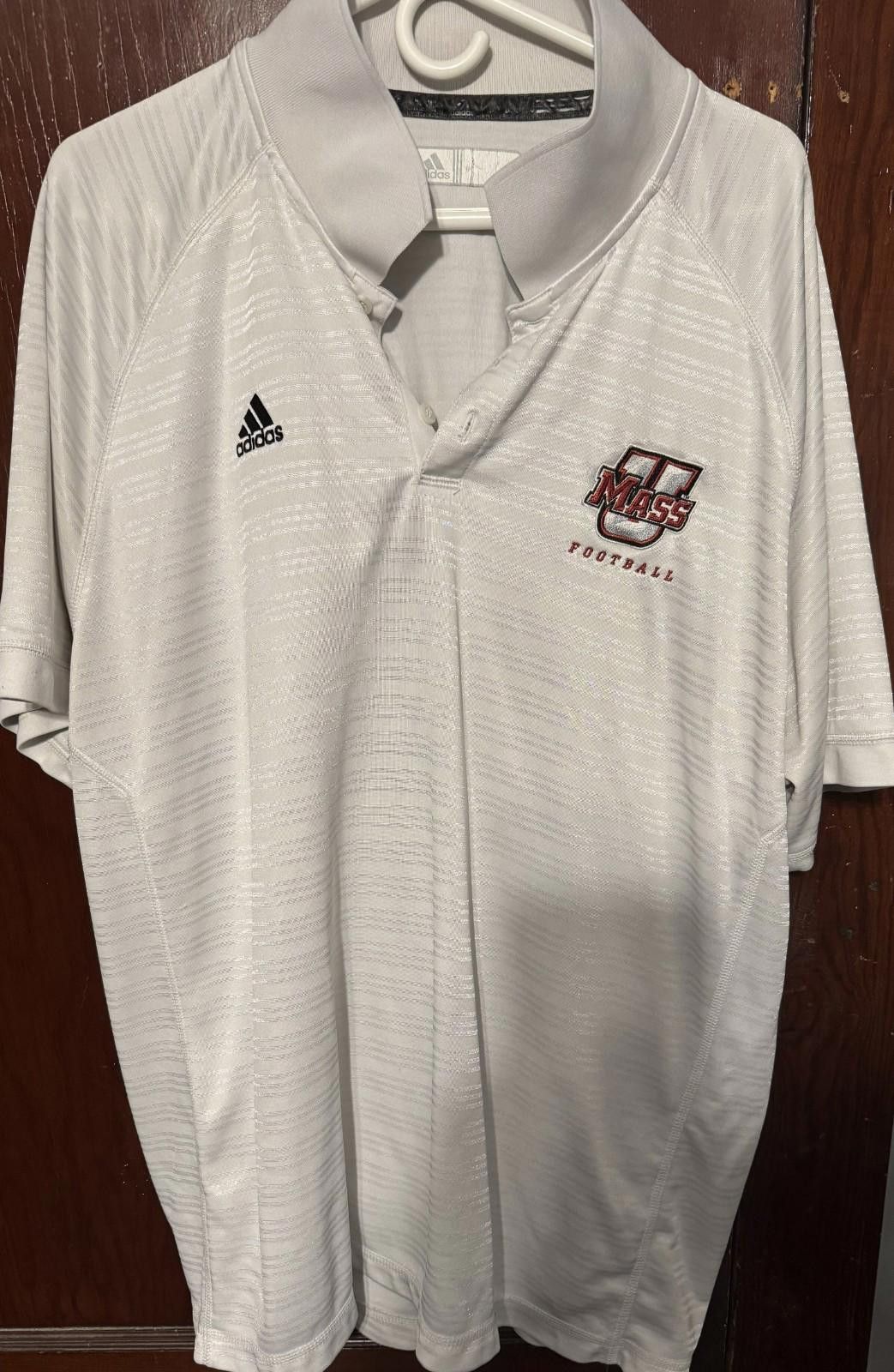 Adidas UMass Minutemen Football Polo Adidas Men's XXL White Size ONE SIZE - 1 Thumbnail
