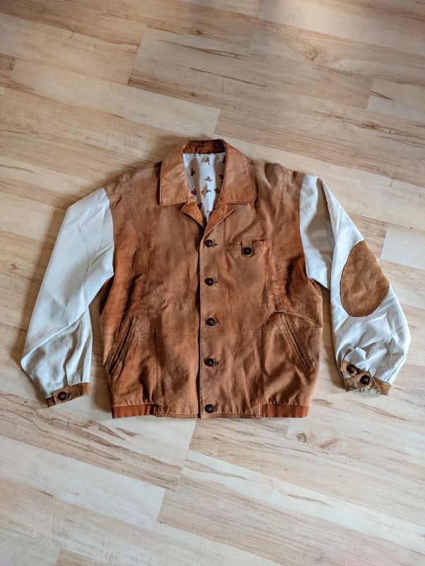 Vintage Albackens Light Brown Nubuck Leather Jacket Size US XL / EU 56 / 4 - 1 Thumbnail