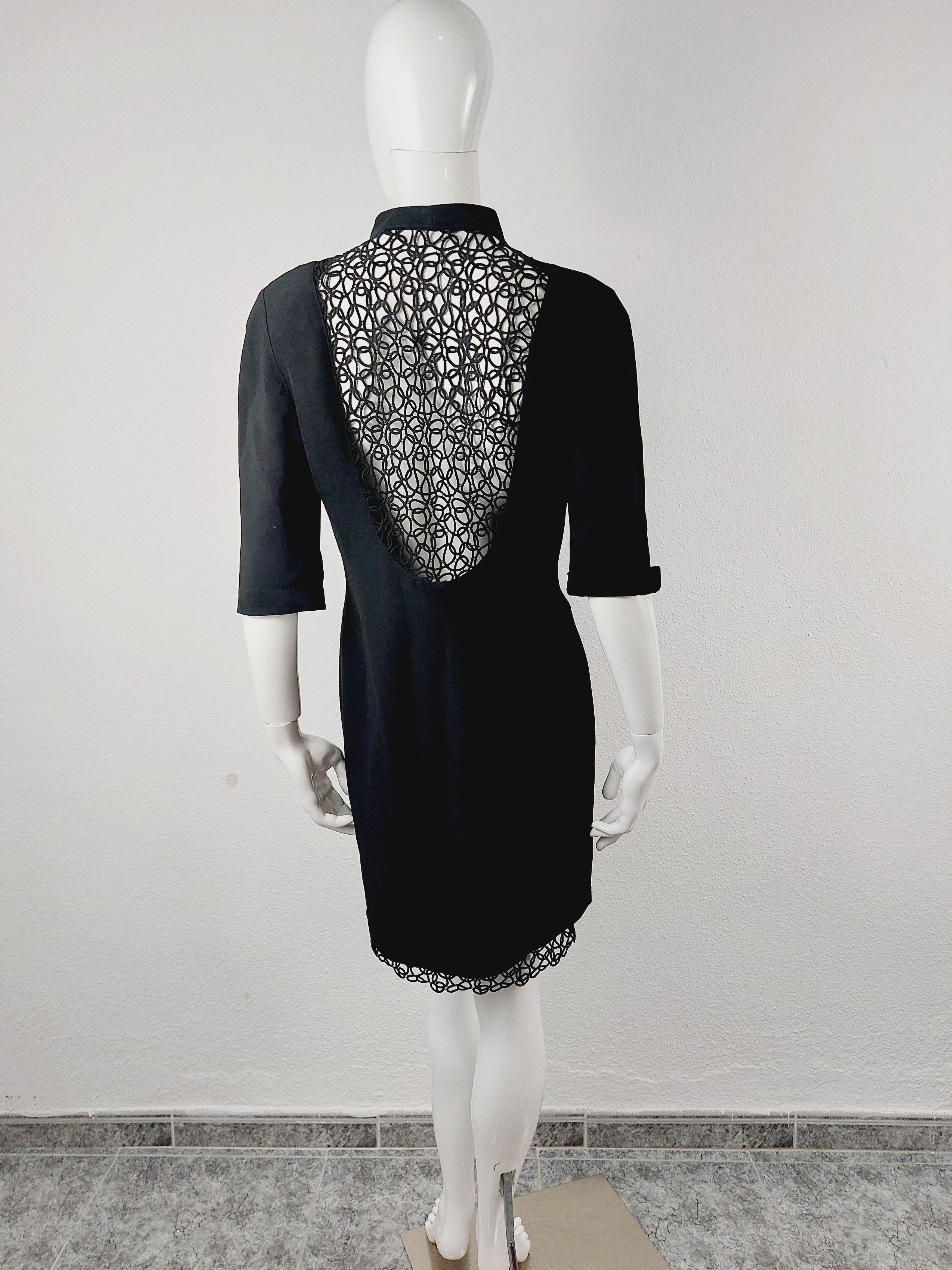Thierry Mugler Thierry Mugler Archival Black Lace Open Back Cocktail Dress Size S / US 4 / IT 40 - 17 Thumbnail