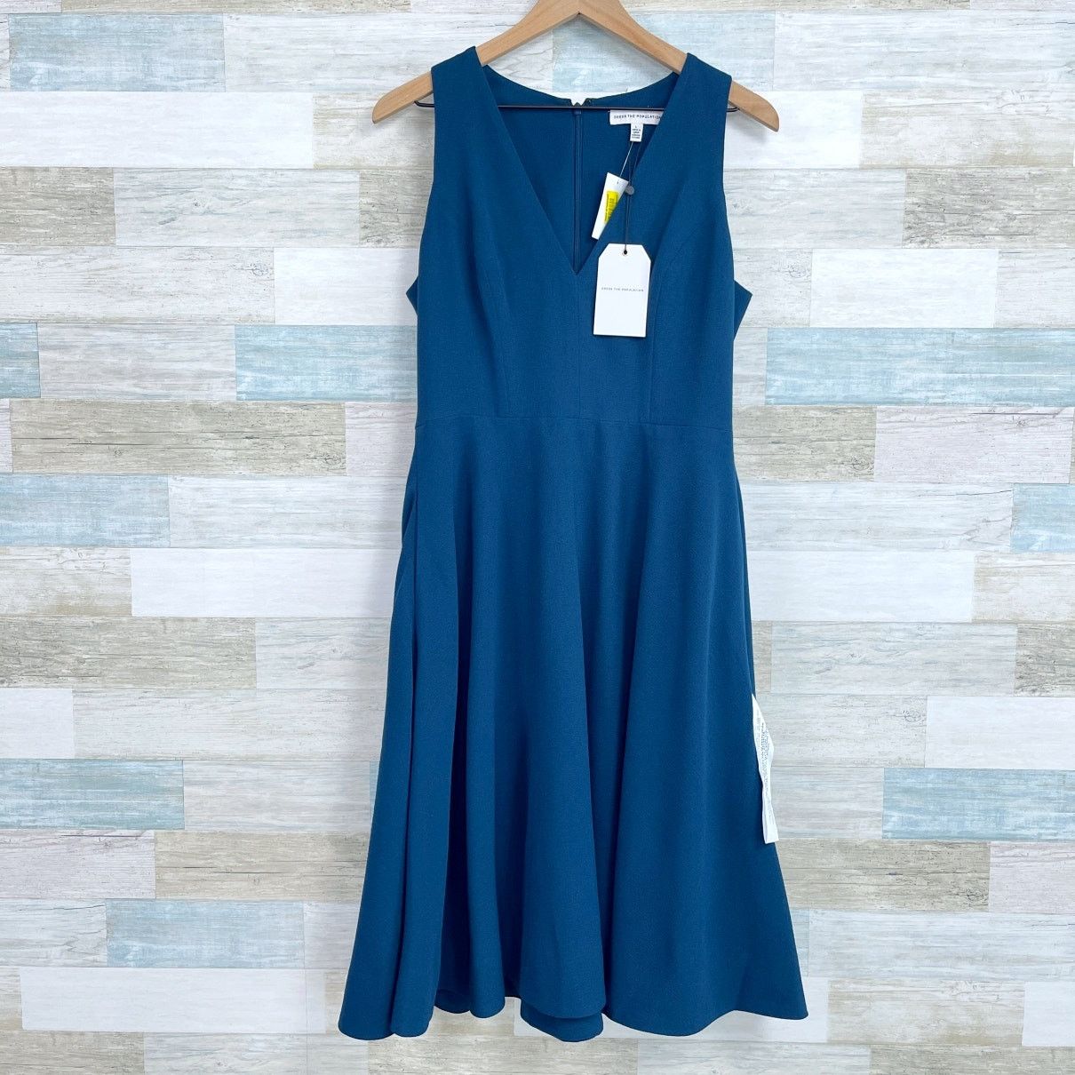 Dress The Population Catalina Dress Blue Crepe Cocktail L