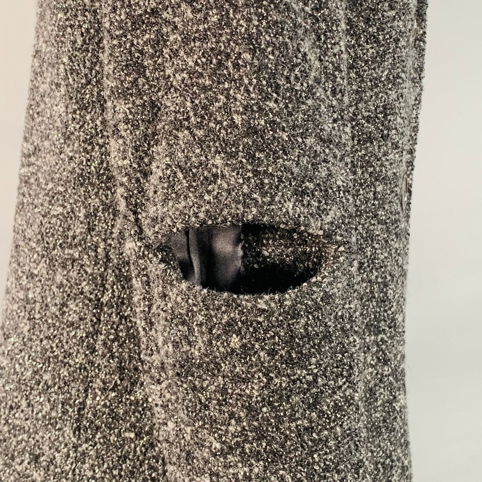 Michael Kors Size 4 Grey Black Silver Wool Blend Tweed Cutouts Coat Size S / US 4 / IT 40 - 3 Thumbnail