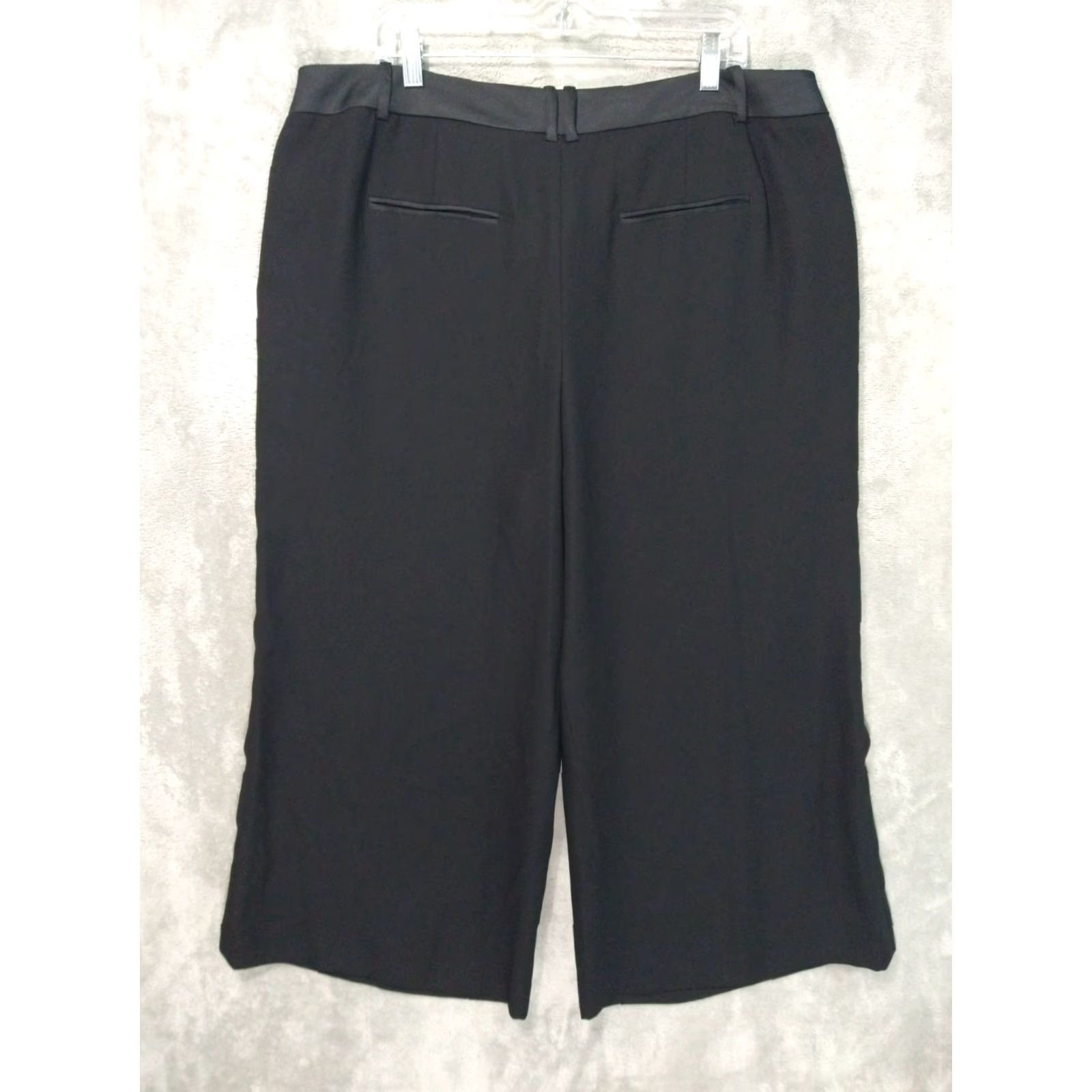 Boden Boden Pants Womens 16 Black Wide Leg High Rise Crop Stretch Flat Front Size 38" / US 16 / IT 52 - 2 Thumbnail