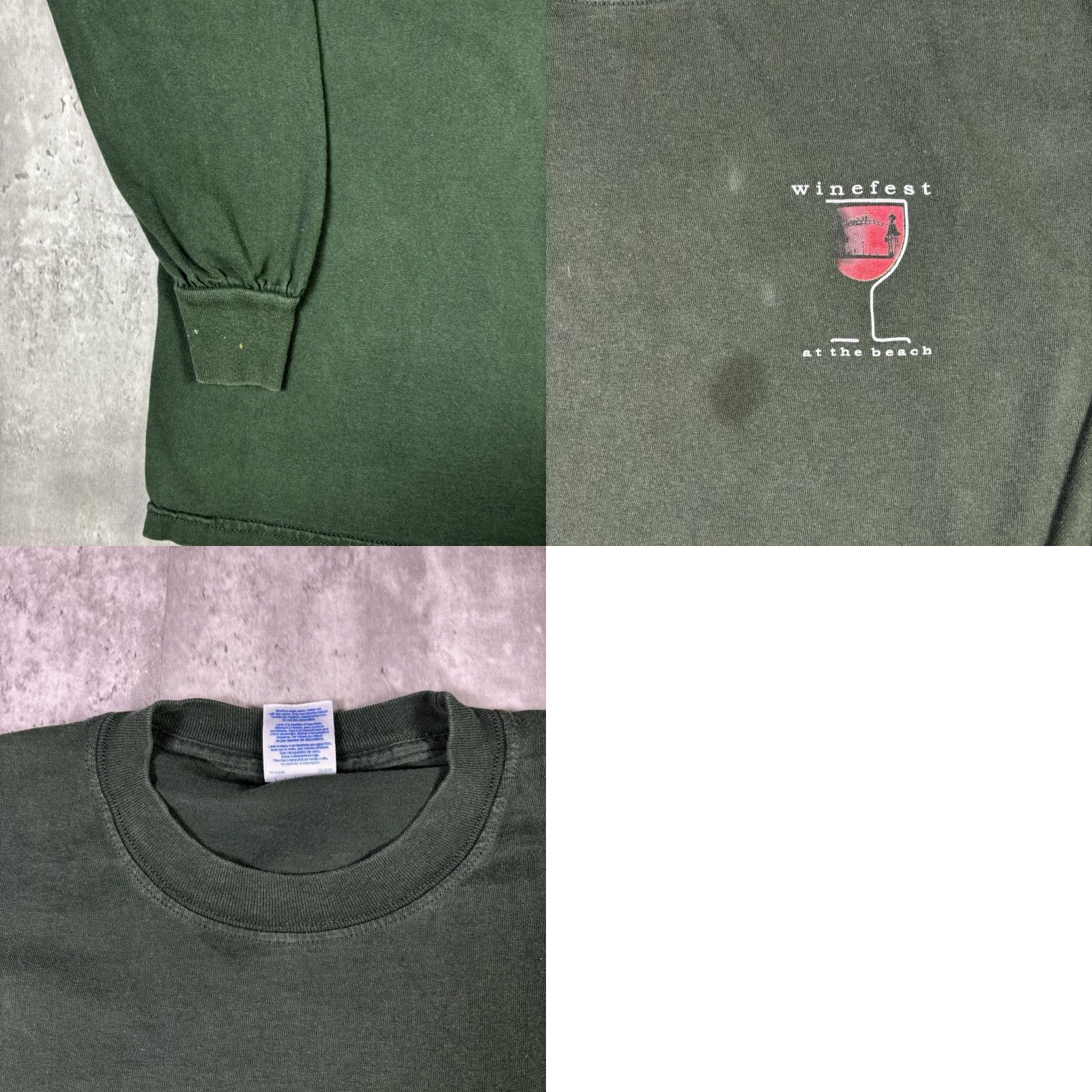 Gildan VINTAGE Winefest On The Beach Art T Shirt Long Sleeve Adult Large Size US L / EU 52-54 / 3 - 8 Thumbnail