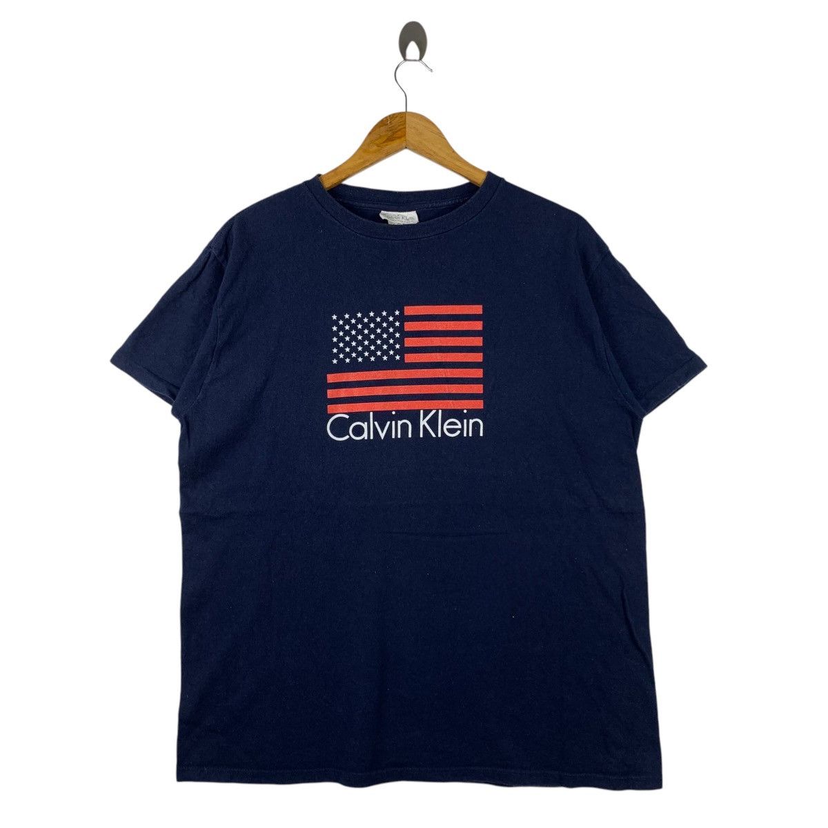 Calvin Klein Vintage 90s CALVIN KLEIN CK Usa Flag Print Navy Short Shirt Size US L / EU 52-54 / 3 - 1 Thumbnail