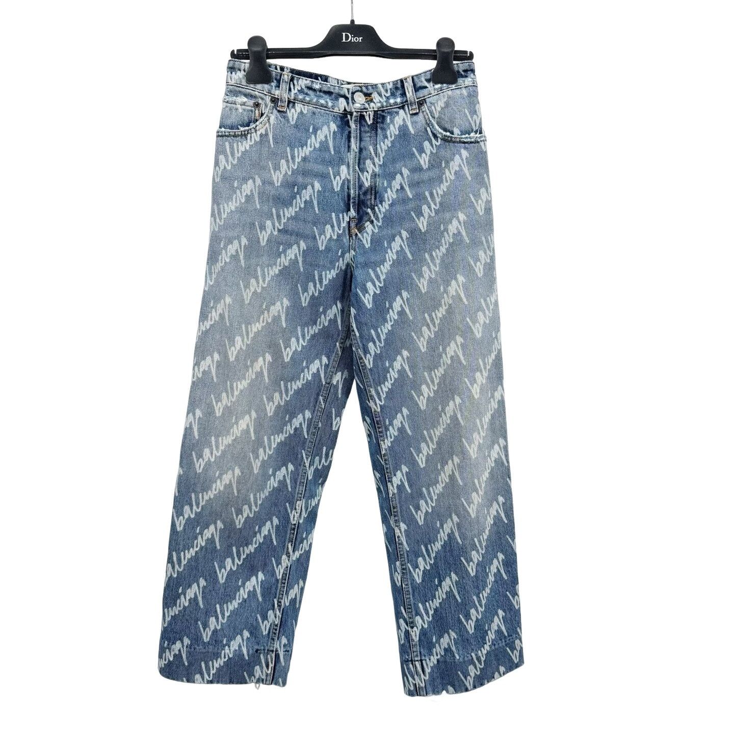 Balenciaga Balenciaga Script Logo All-Over Print Jeans 25 Size US 26 / EU 42 - 1 Thumbnail